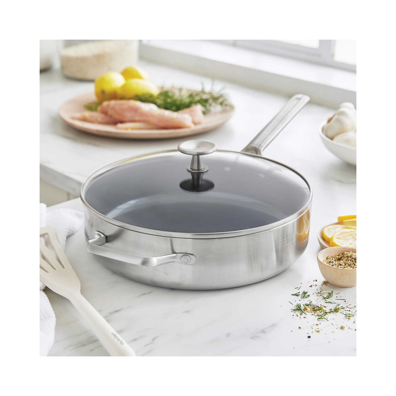 Blue Diamond Triple Steel Deep Sauté Pan with Lid, 28 cm / 4.34 L