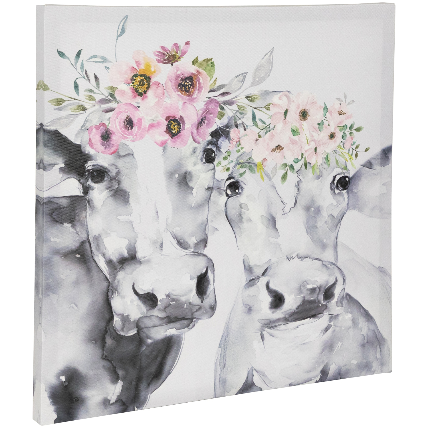 Cows with Wildflowers Canvas Wall Art - 17.5" x 17.5"