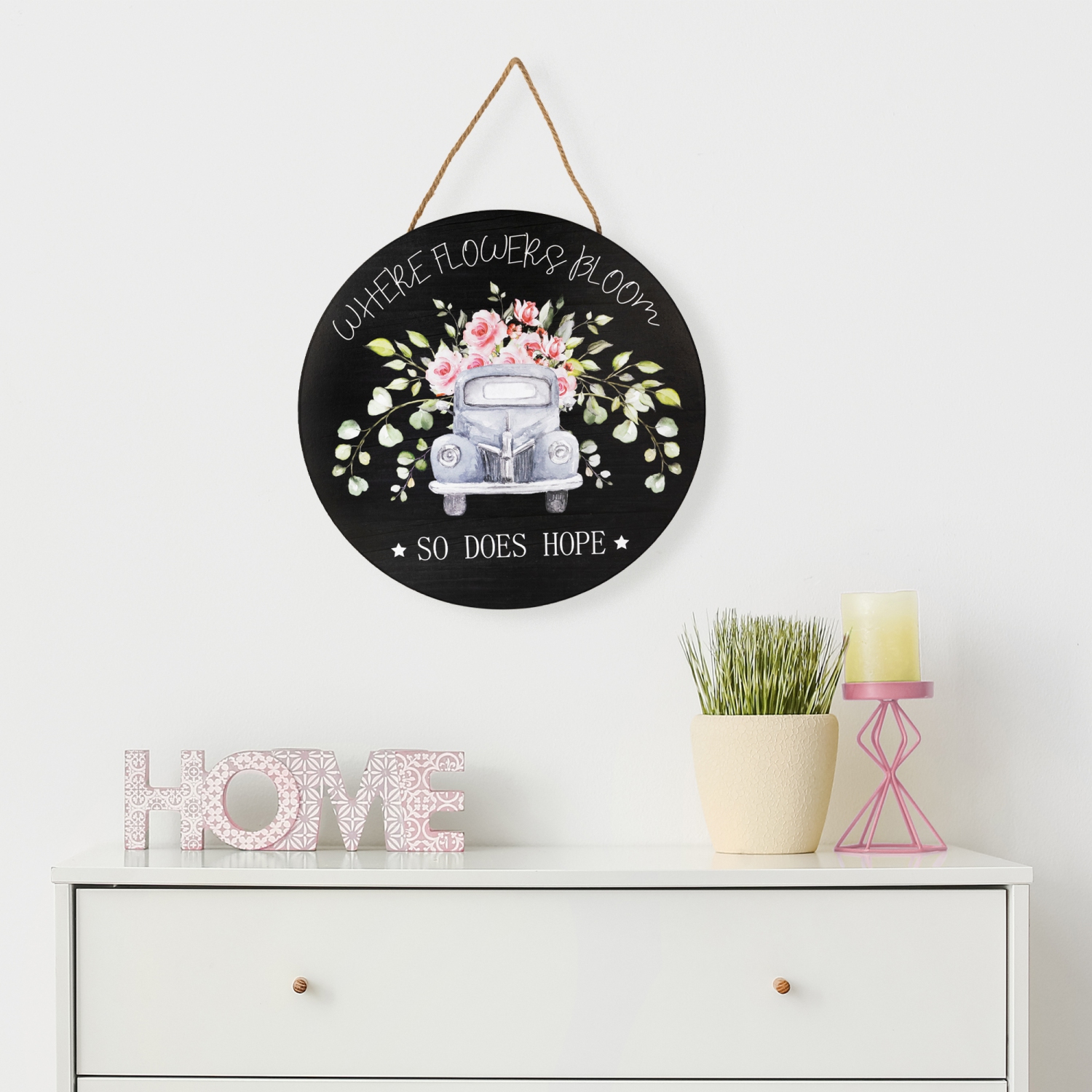 Affiche murale en bois Where Flowers Bloom de 15,75 po