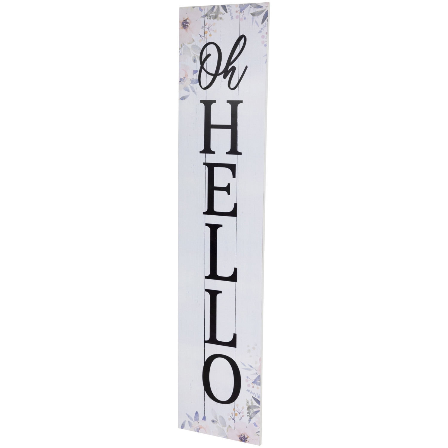 Décoration de panneau de porche en bois « Oh Hello », motif floral, 36 po