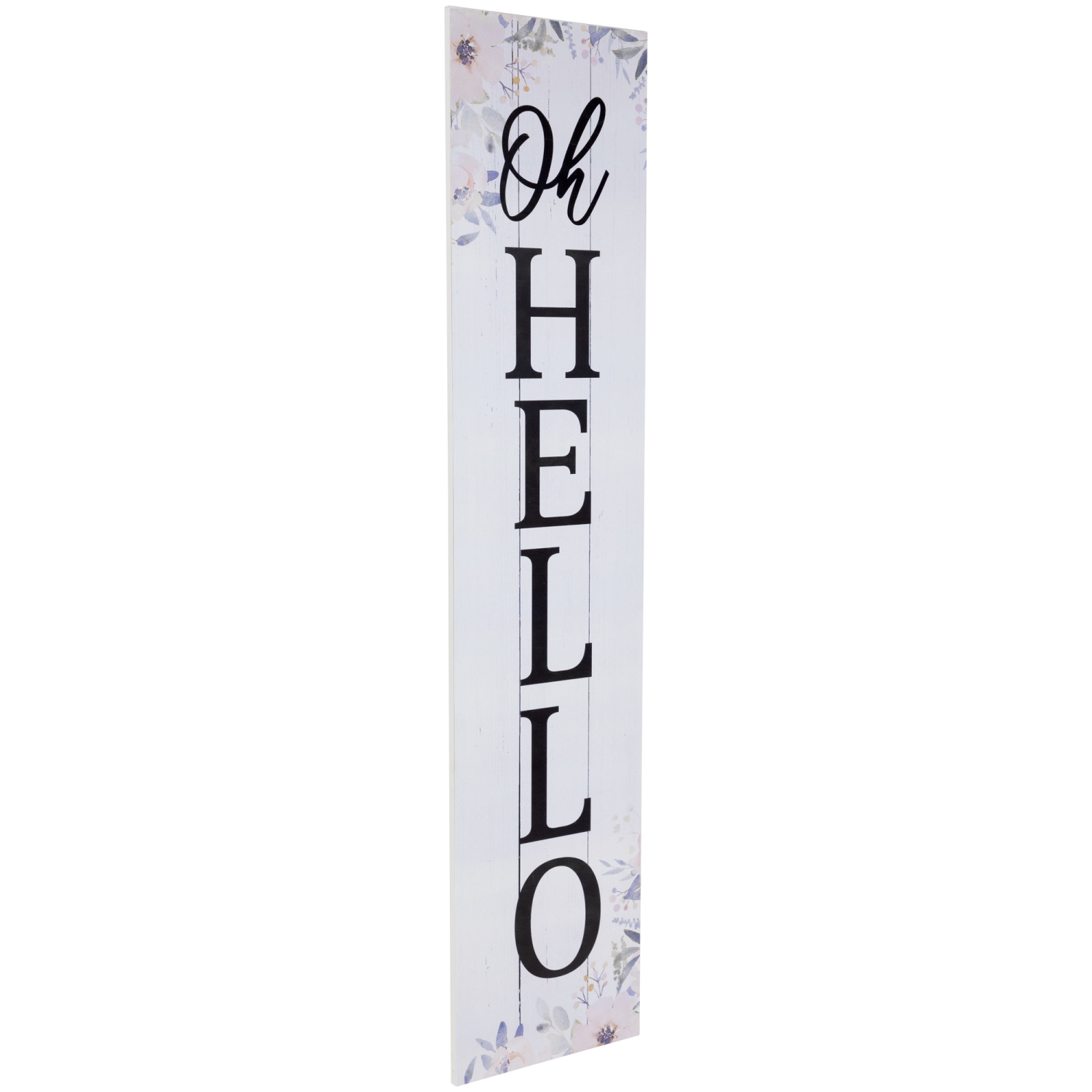 Décoration de panneau de porche en bois « Oh Hello », motif floral, 36 po