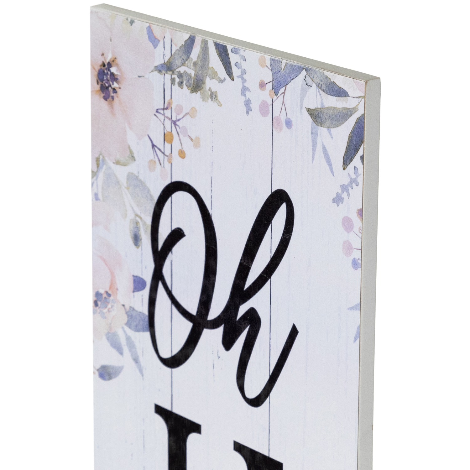 Décoration de panneau de porche en bois « Oh Hello », motif floral, 36 po