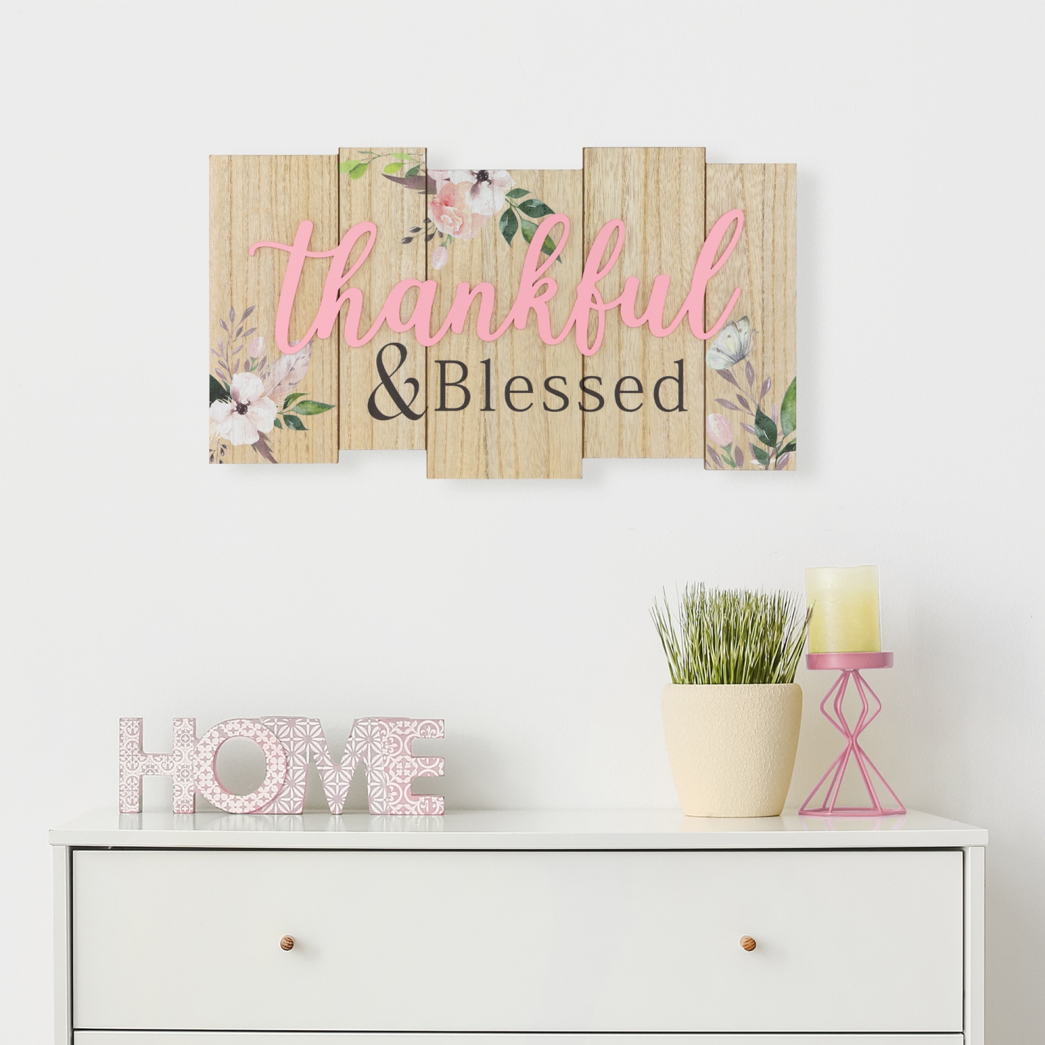 Affiche murale en bois « reconnaissant et Blessed » - 20,75 po