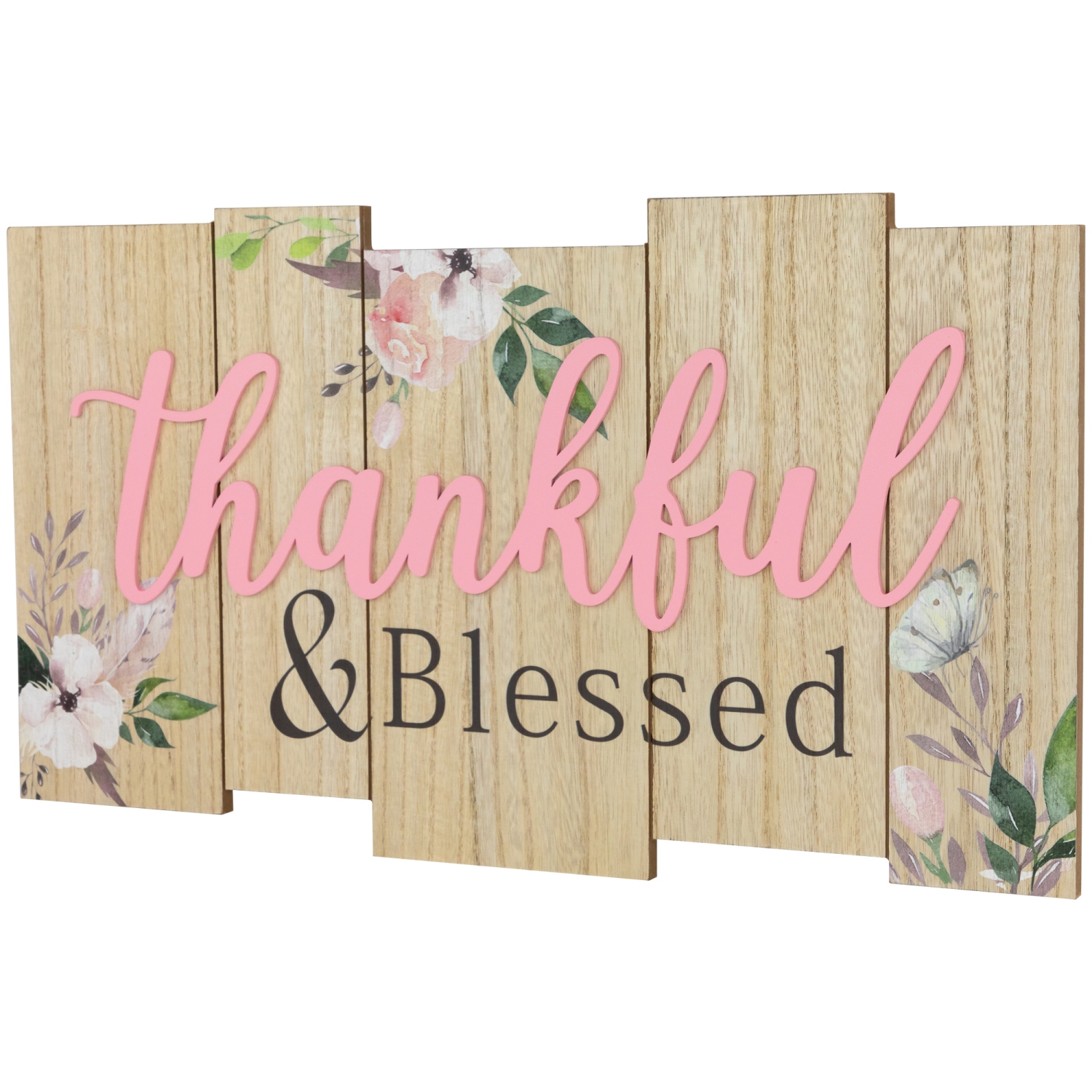 Affiche murale en bois « reconnaissant et Blessed » - 20,75 po