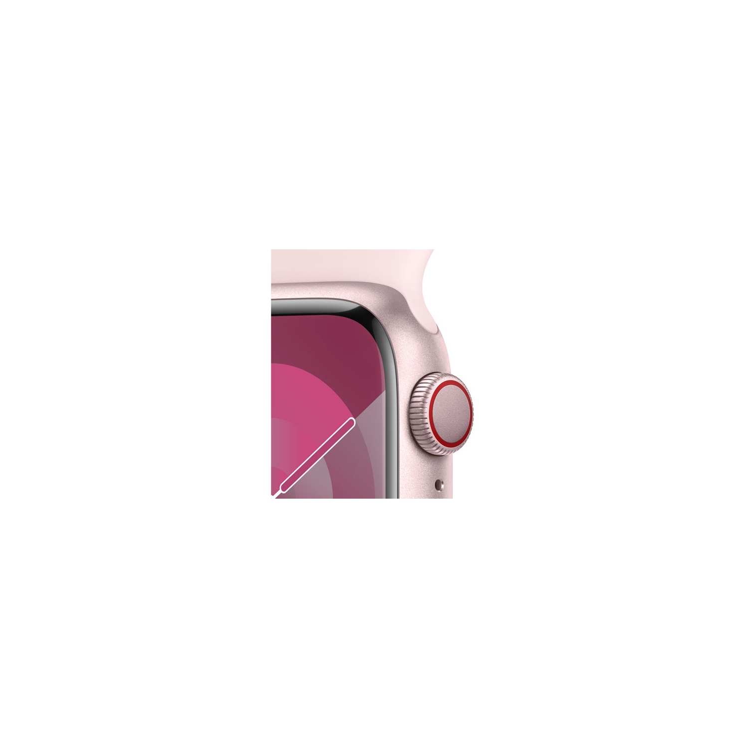 Boîte ouverte - Apple Watch Series 9 avec boîtier en aluminium rose et bracelet sport rose pâle - petit/moyen