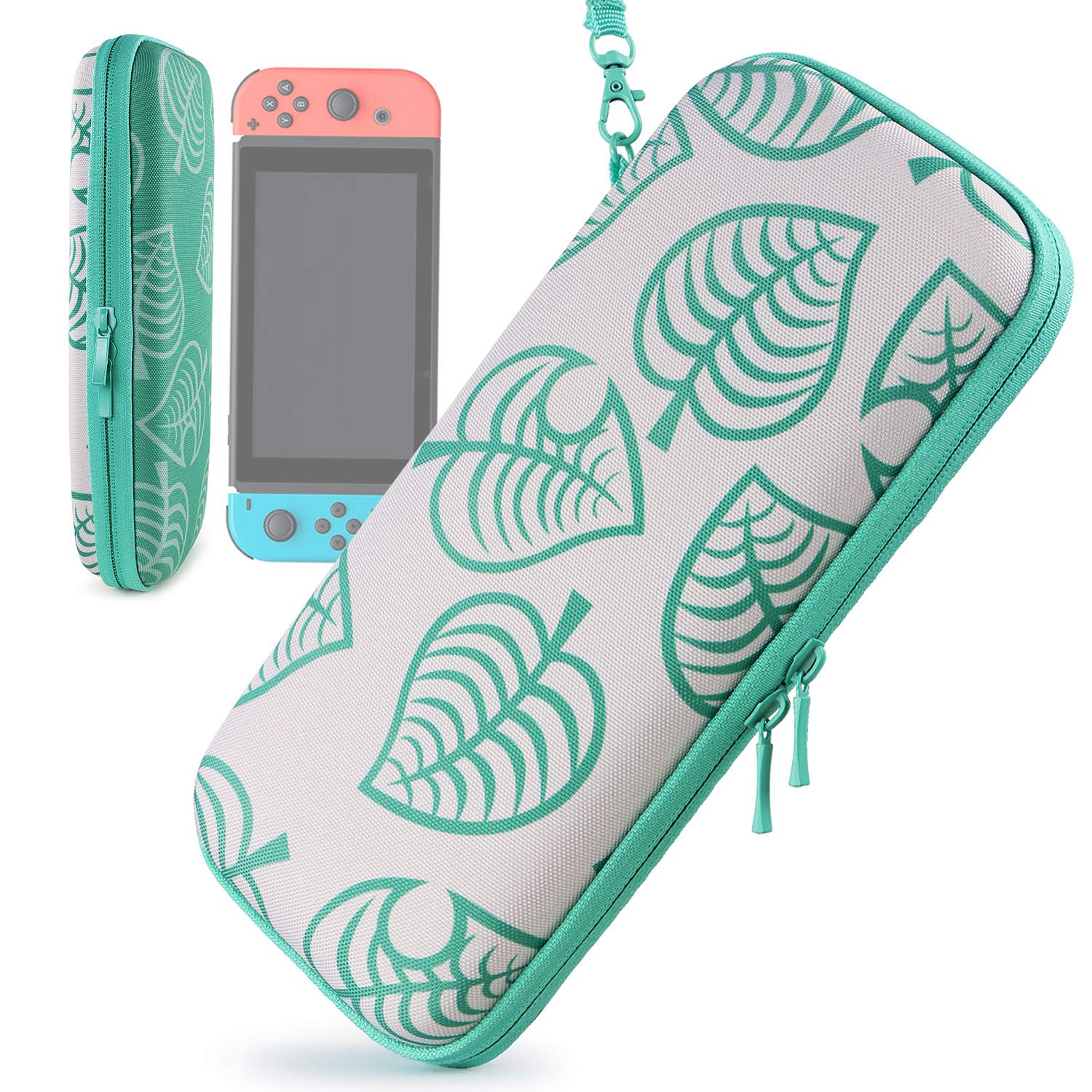 Leaf Crossing Deluxe Protective Case for Nintendo Switch: Optimal Storage Pouch for Console Accessories & 8 Games - Ideal for Boys & Girls.
