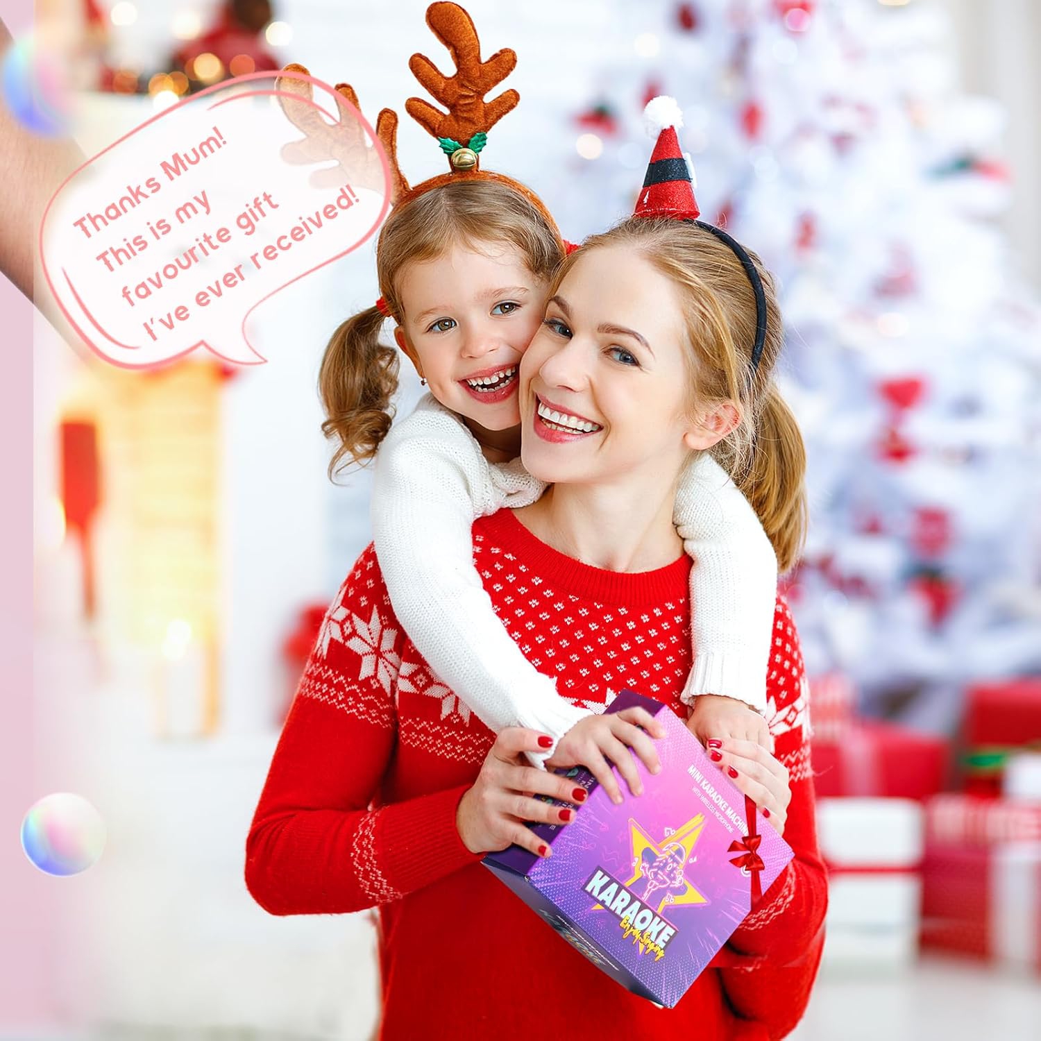 Mini microphones karaoké pour enfants - haut-parleur Bluetooth portatif avec 2 microphones sans fil, jouets amusants pour enfants de 4 à 12 ans et