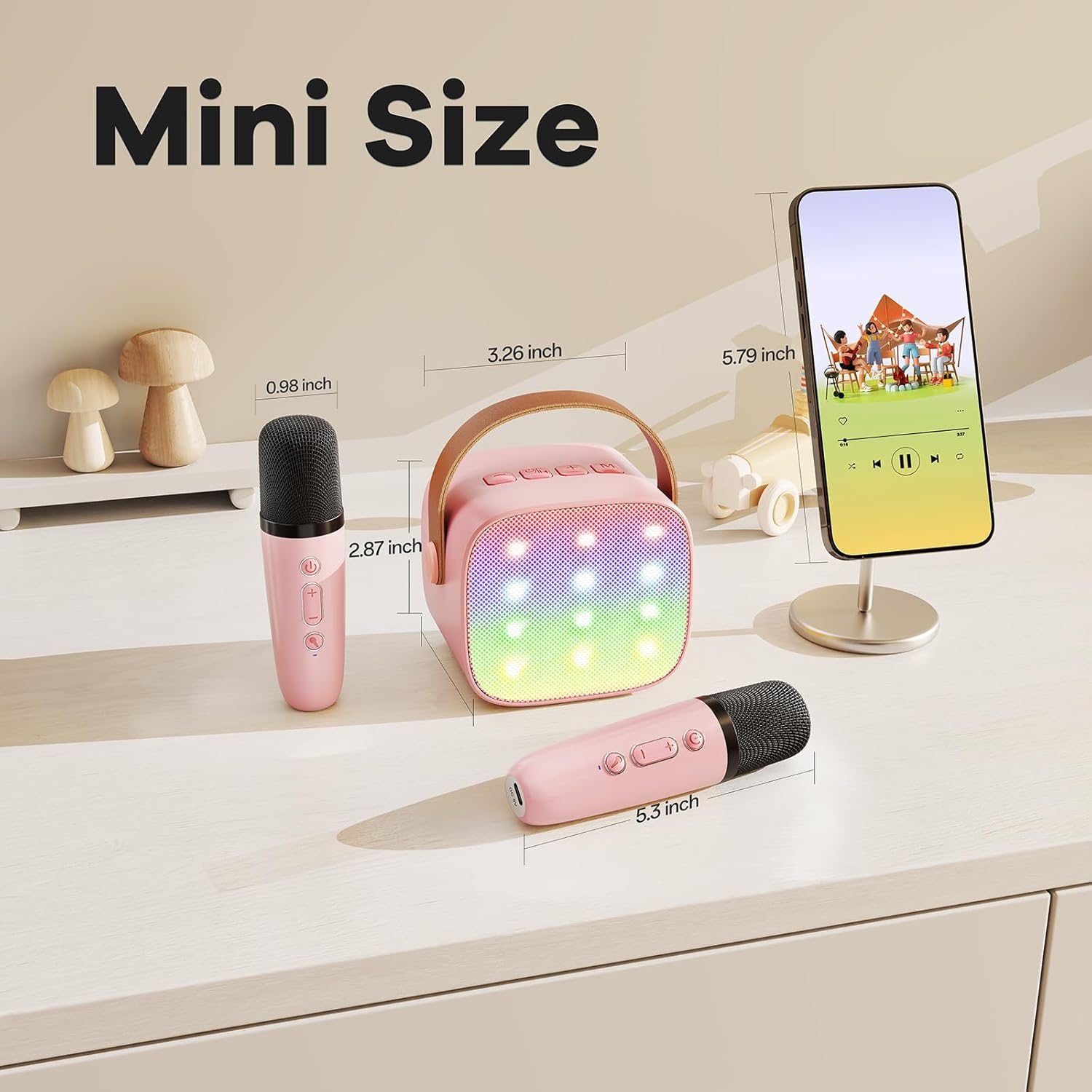 Mini microphones karaoké pour enfants - haut-parleur Bluetooth portatif avec 2 microphones sans fil, jouets amusants pour enfants de 4 à 12 ans et