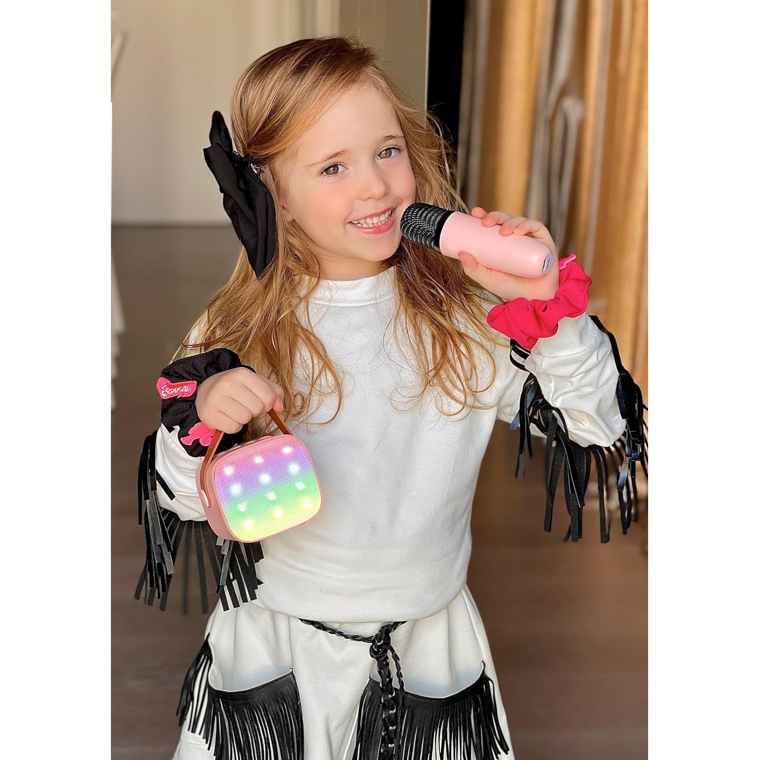 Mini microphones karaoké pour enfants - haut-parleur Bluetooth portatif avec 2 microphones sans fil, jouets amusants pour enfants de 4 à 12 ans et