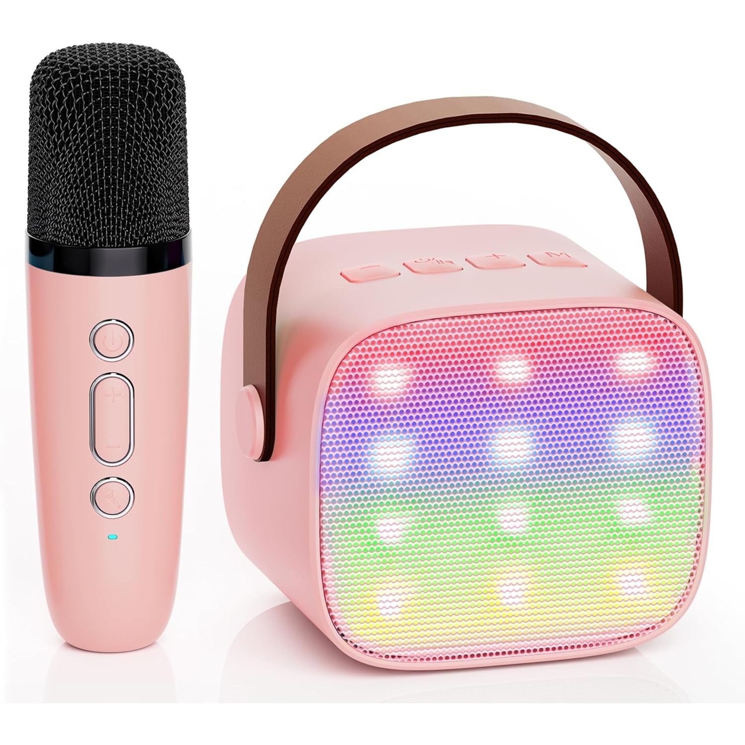 Mini Kids Karaoke Machine 2025, Portable Karaoke Speaker with 1 Wireless Mic & Party Lights, Christmas & Birthday Gift for Girls & Boys Ages 4-12+