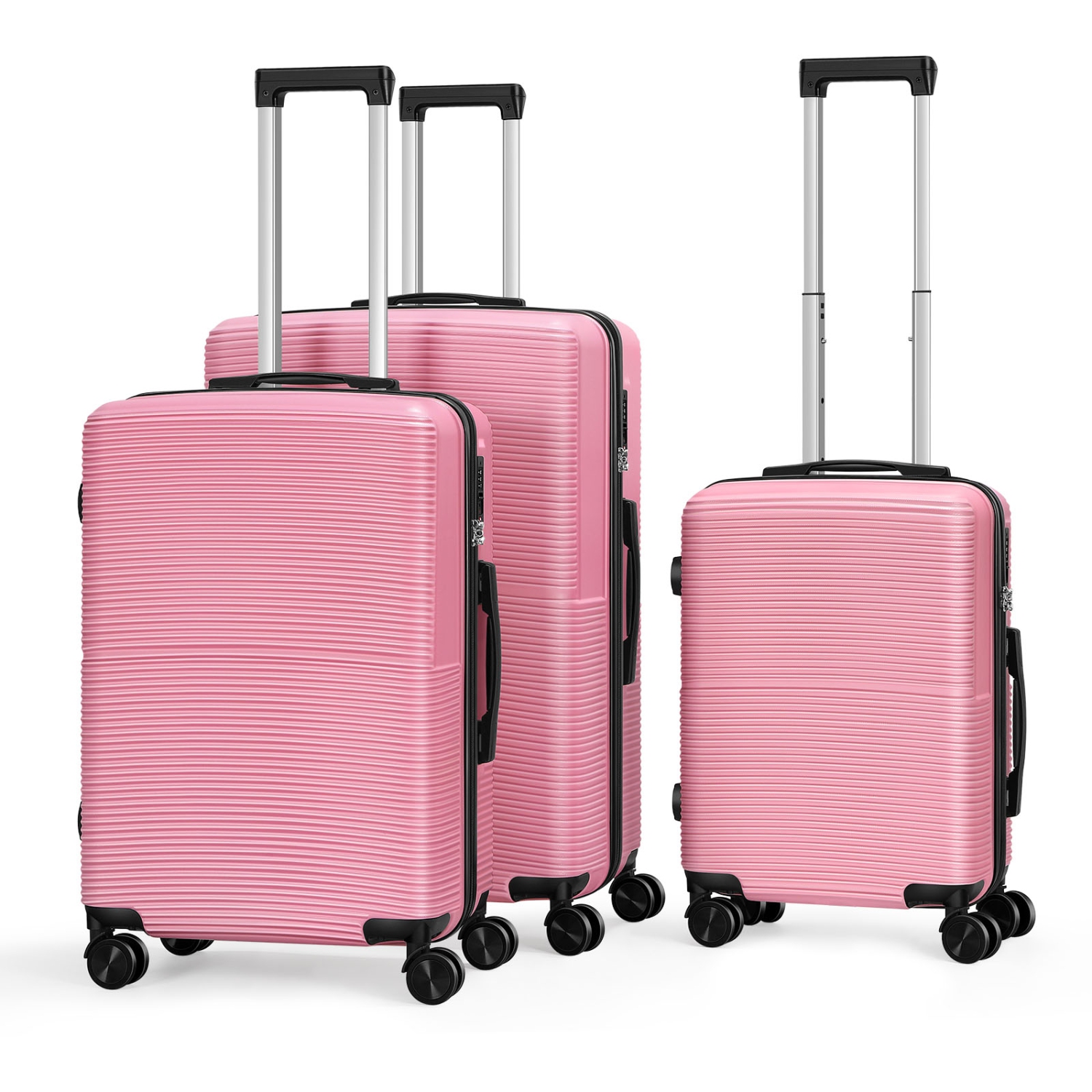 HIKOLAYAE Hardside Spinner Luggage Sets in Pink, 3 Piece, TSA Lock