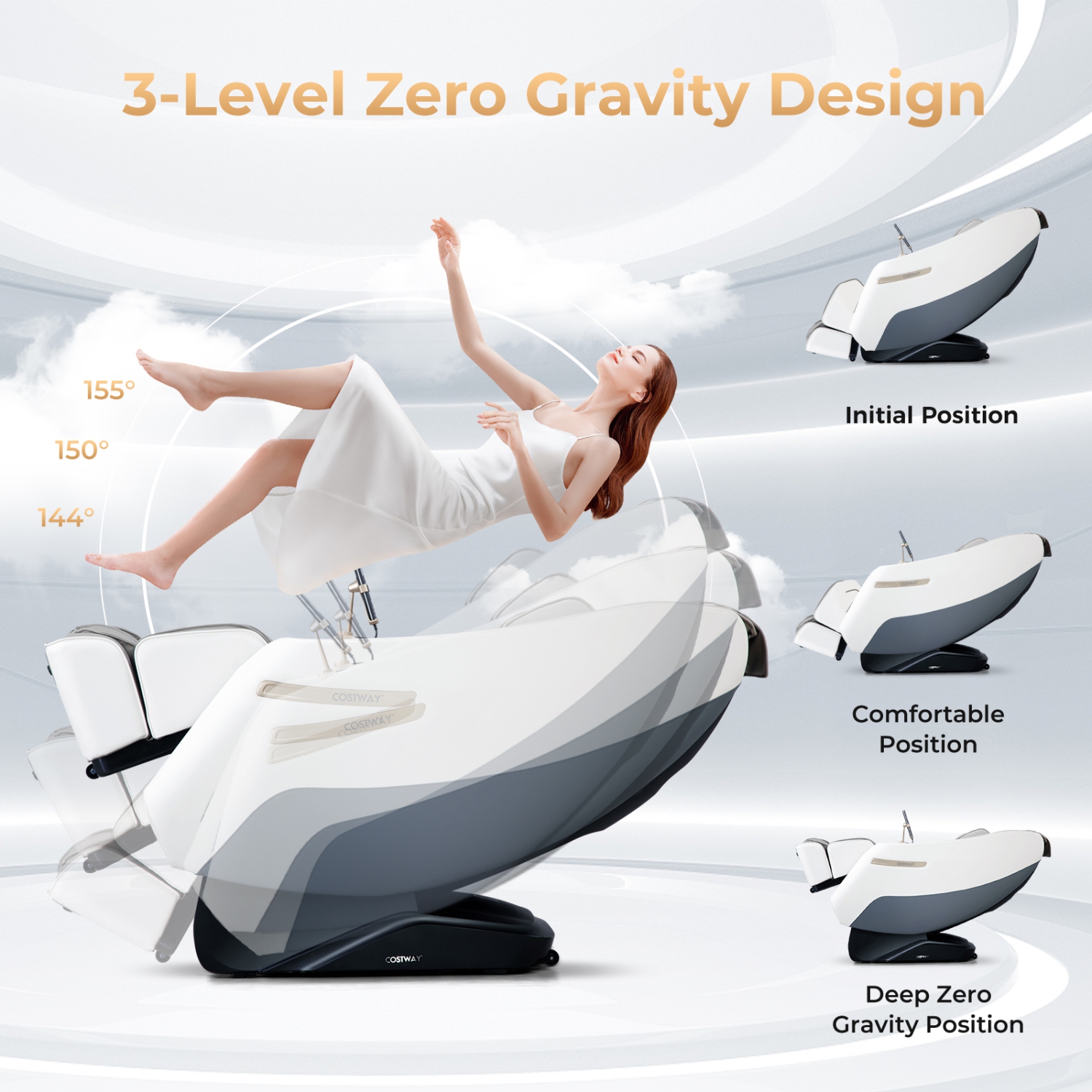 Costway Zero Gravity SL Track Full Body Massage Chair with Waist Heating & Airbag Massage