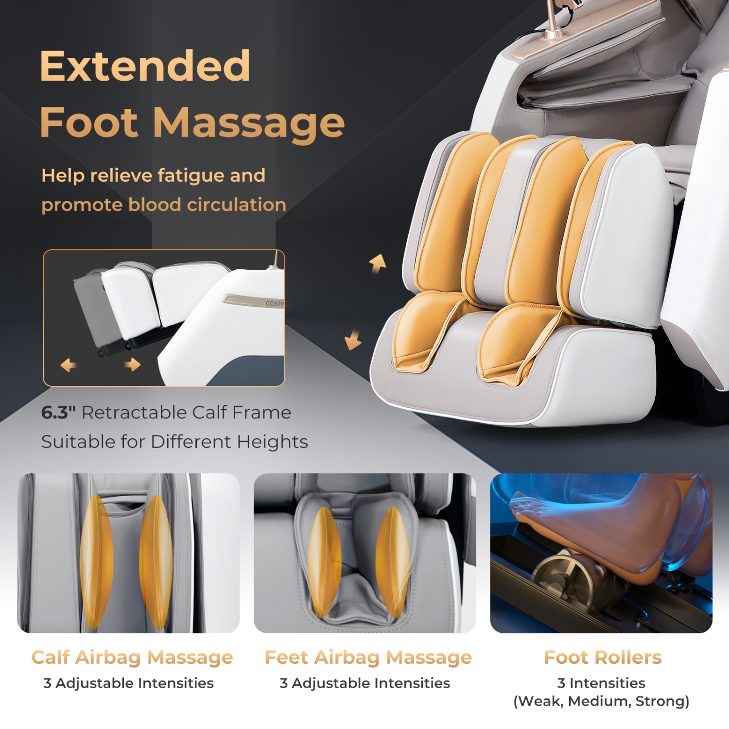 Costway Zero Gravity SL Track Full Body Massage Chair with Waist Heating & Airbag Massage