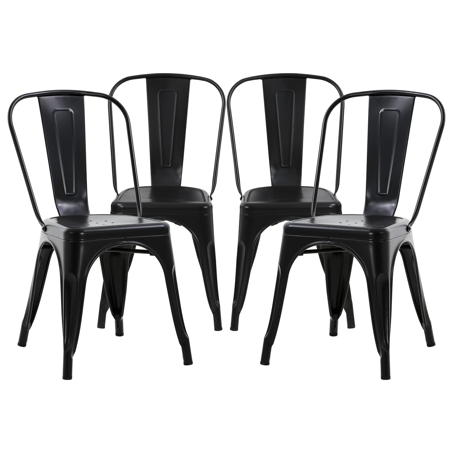 Ensemble de 4 chaises de table bistro en métal style rétro de 18 po hauteur de siège de restaurant chaises de cuisine empilables chaises de bar