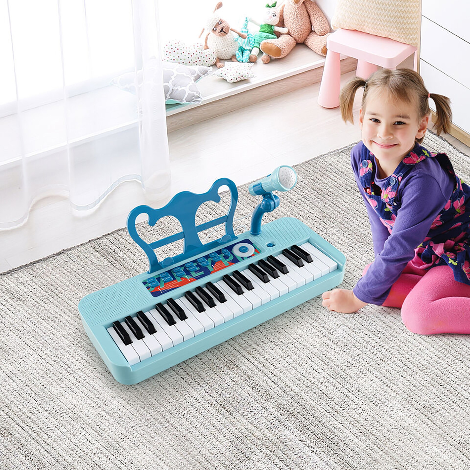 Gymax 37-Key Kids Piano Keyboard Toy Musical Electronic Instrument w/ Stool