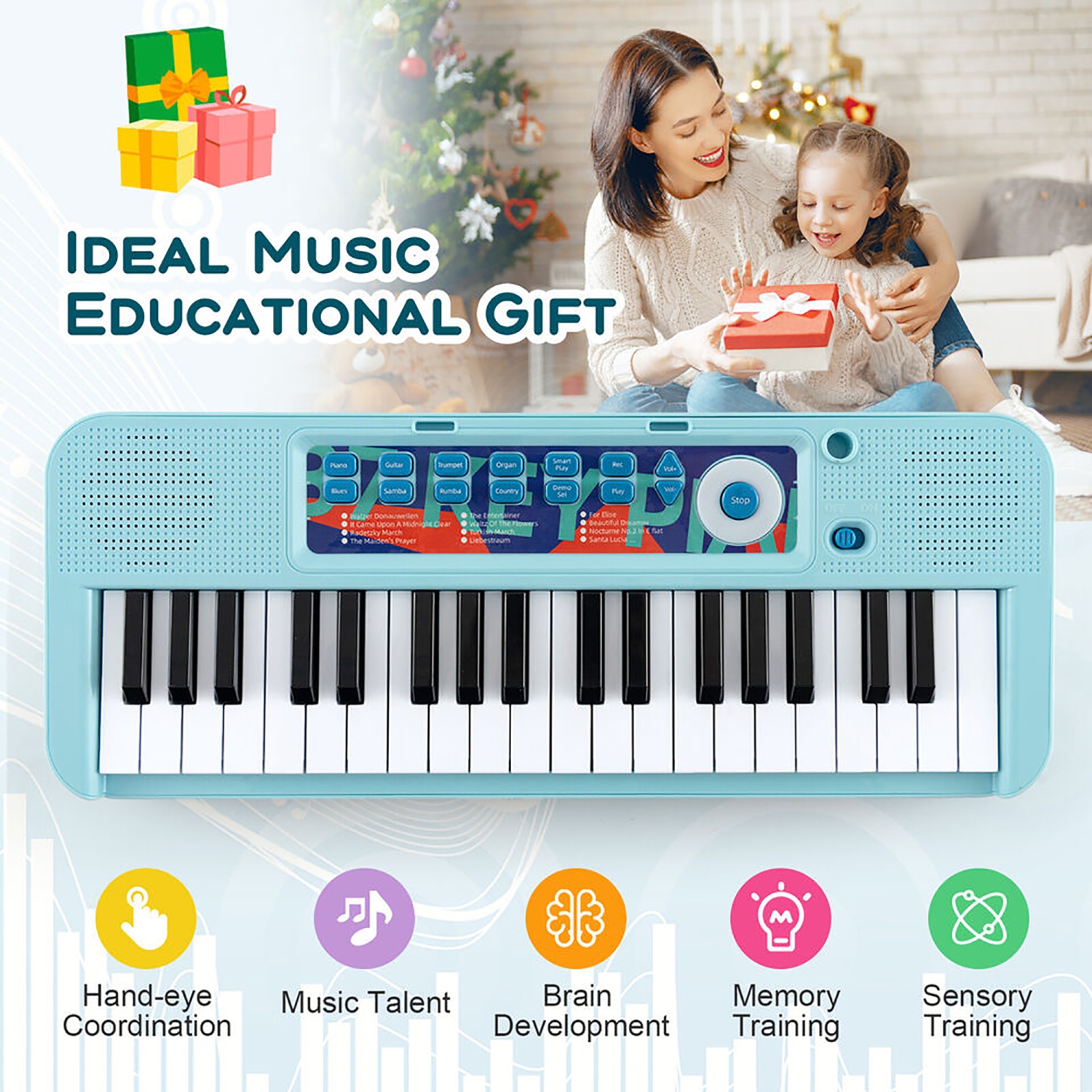 Gymax 37-Key Kids Piano Keyboard Toy Musical Electronic Instrument w/ Stool