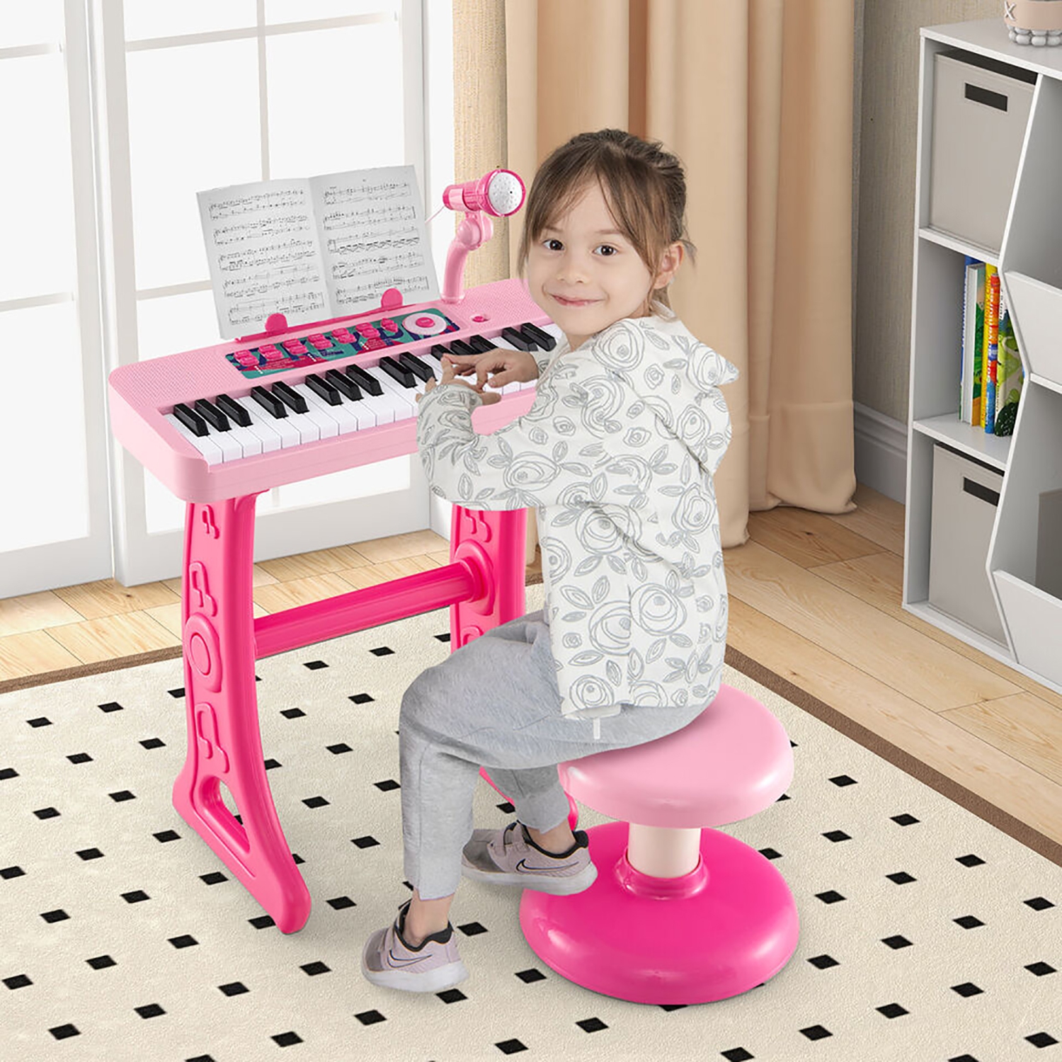 Gymax 37-Key Kids Piano Keyboard Toy Musical Electronic Instrument w/ Stool