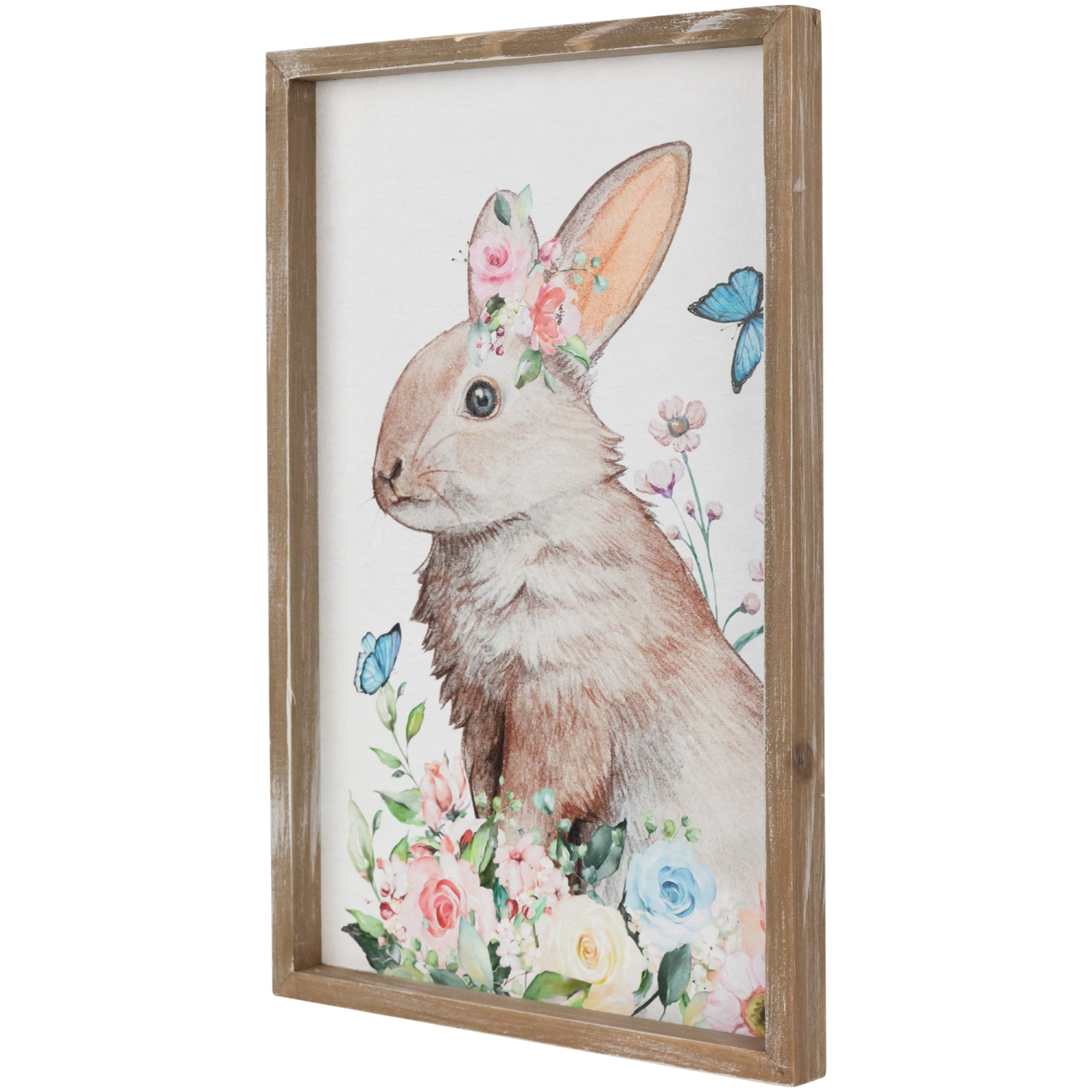 Affiche murale encadrée lapin de Pâques avec fleurs - 11,75 po