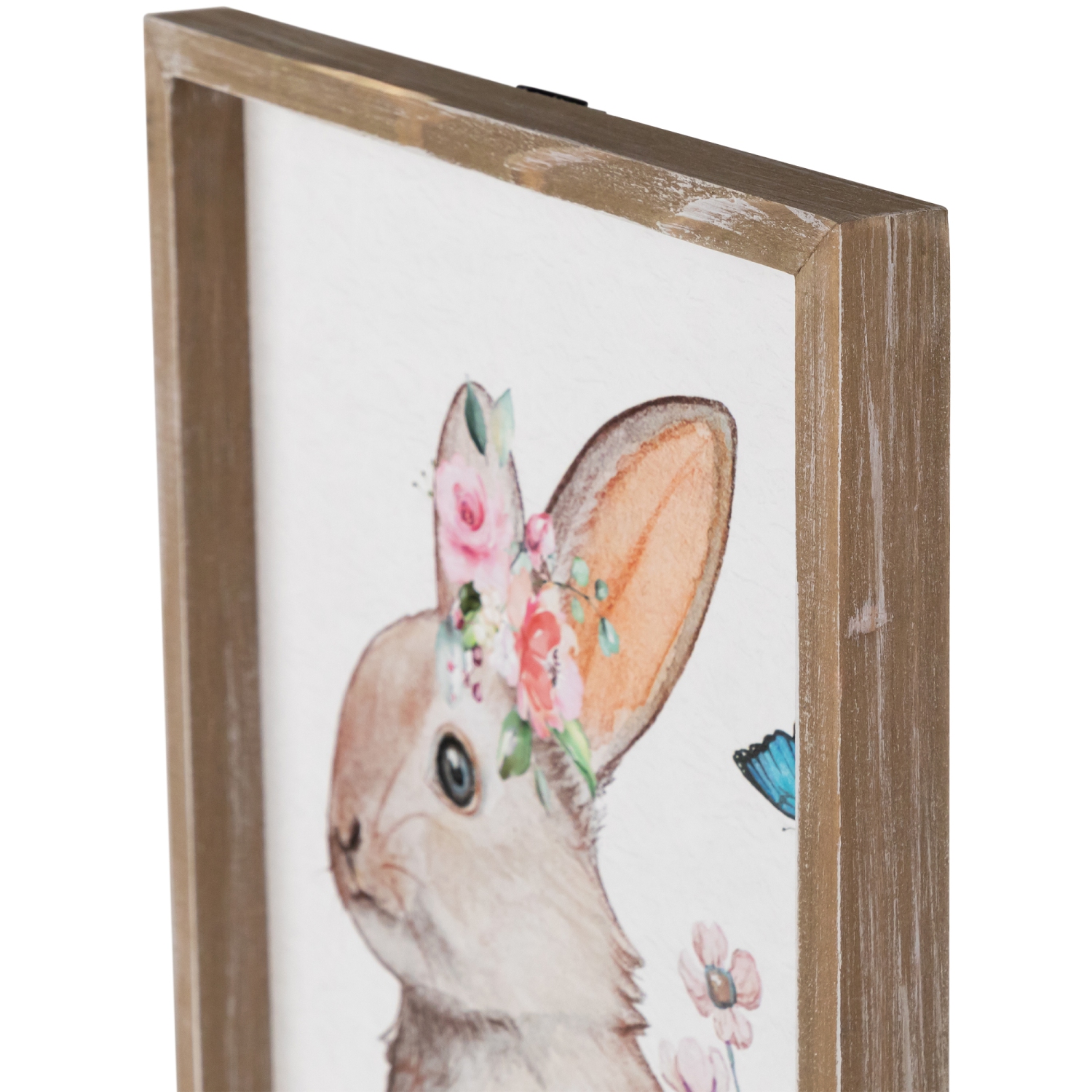 Affiche murale encadrée lapin de Pâques avec fleurs - 11,75 po