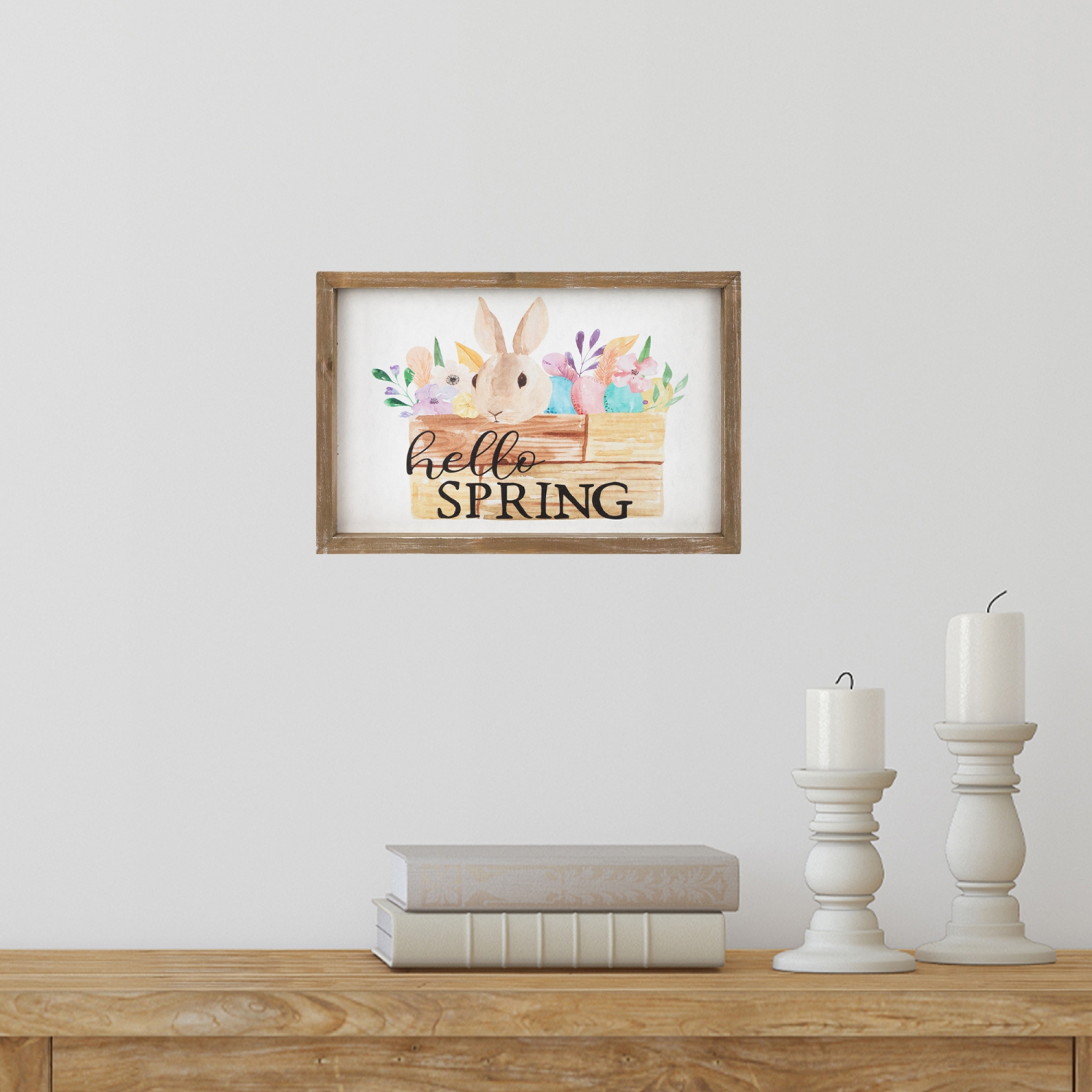 Affiche murale de lapin de Pâques Hello Spring, 11,75 po
