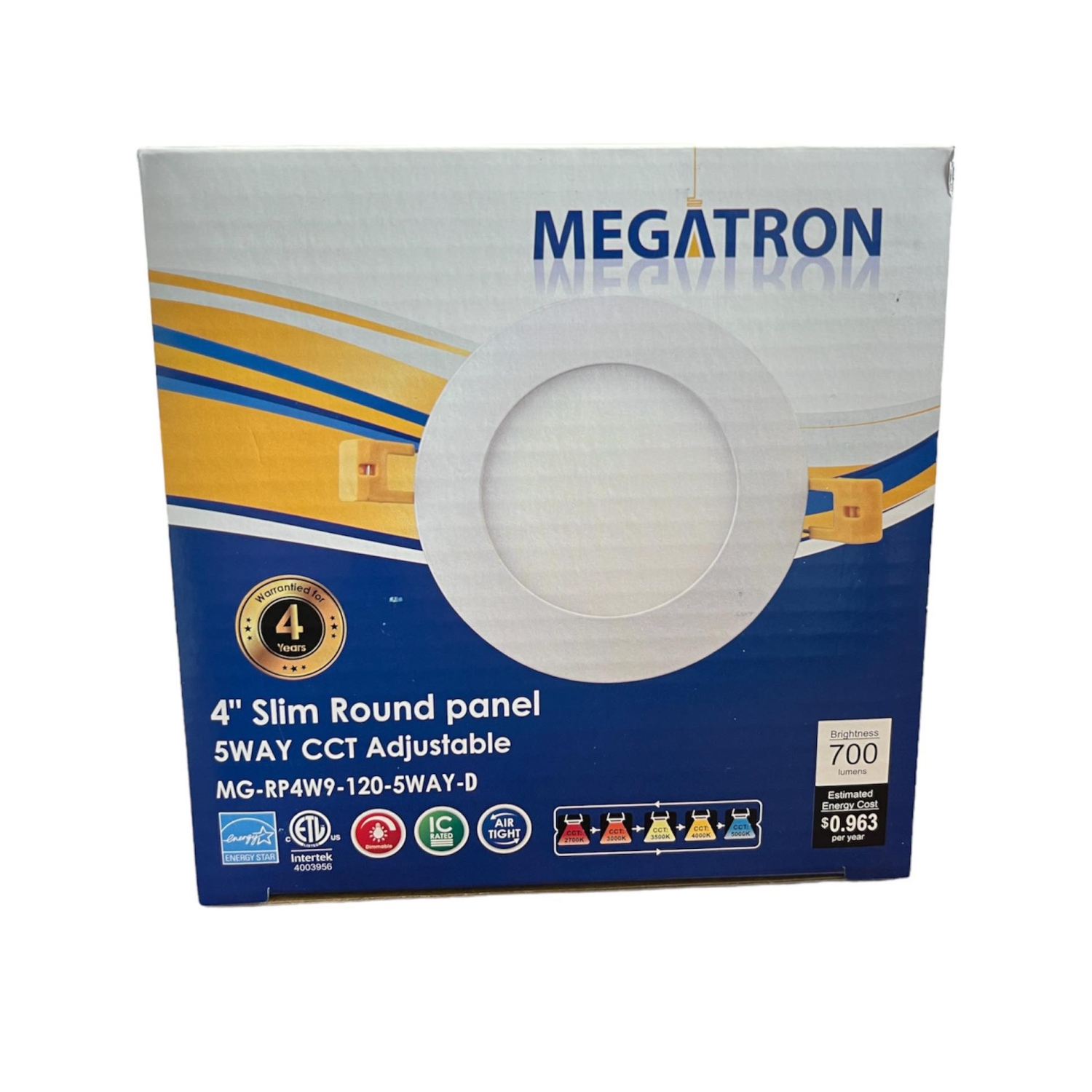 MEGATRON LED ROUND PANEL LIGHT 4" 9W 5CCT WHITE TRIM