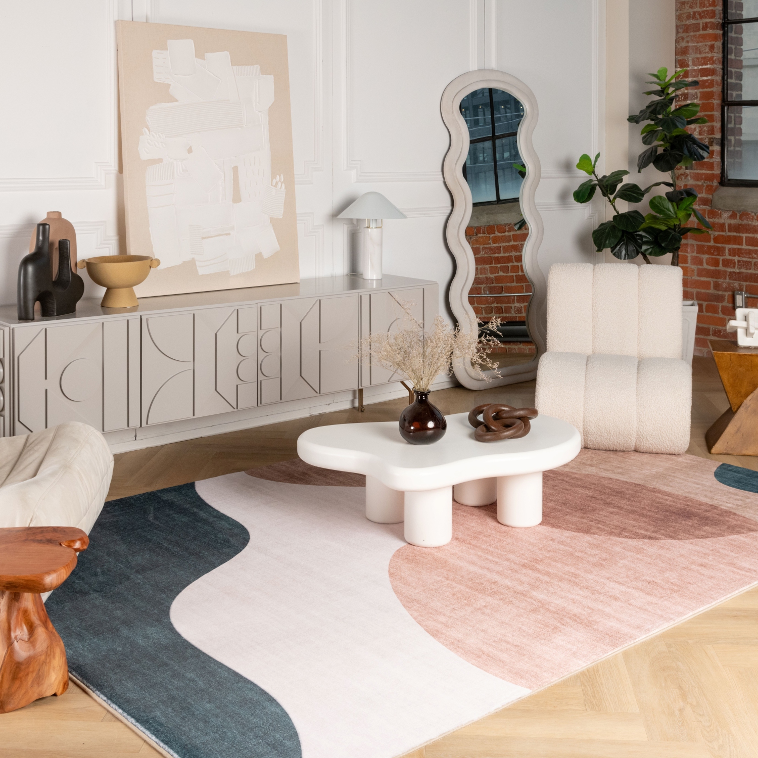 Rug Branch Calma Contemporary Abstract Cream/Green Area Rug