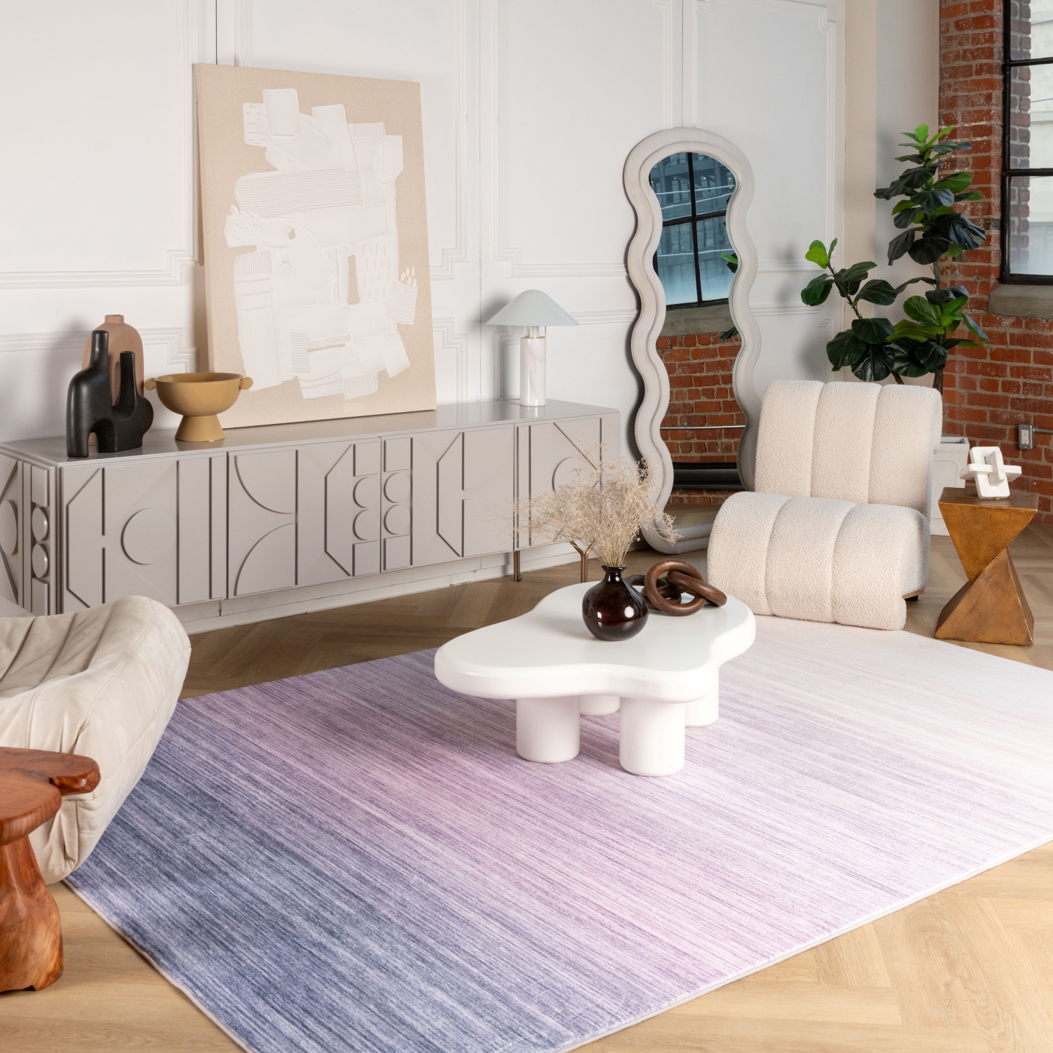 Rug Branch Nami Modern Ombre Purple/Cream Kids Area Rug