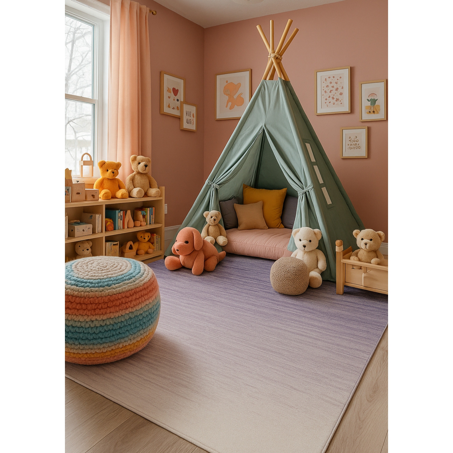 Rug Branch Nami Modern Ombre Purple/Cream Kids Area Rug