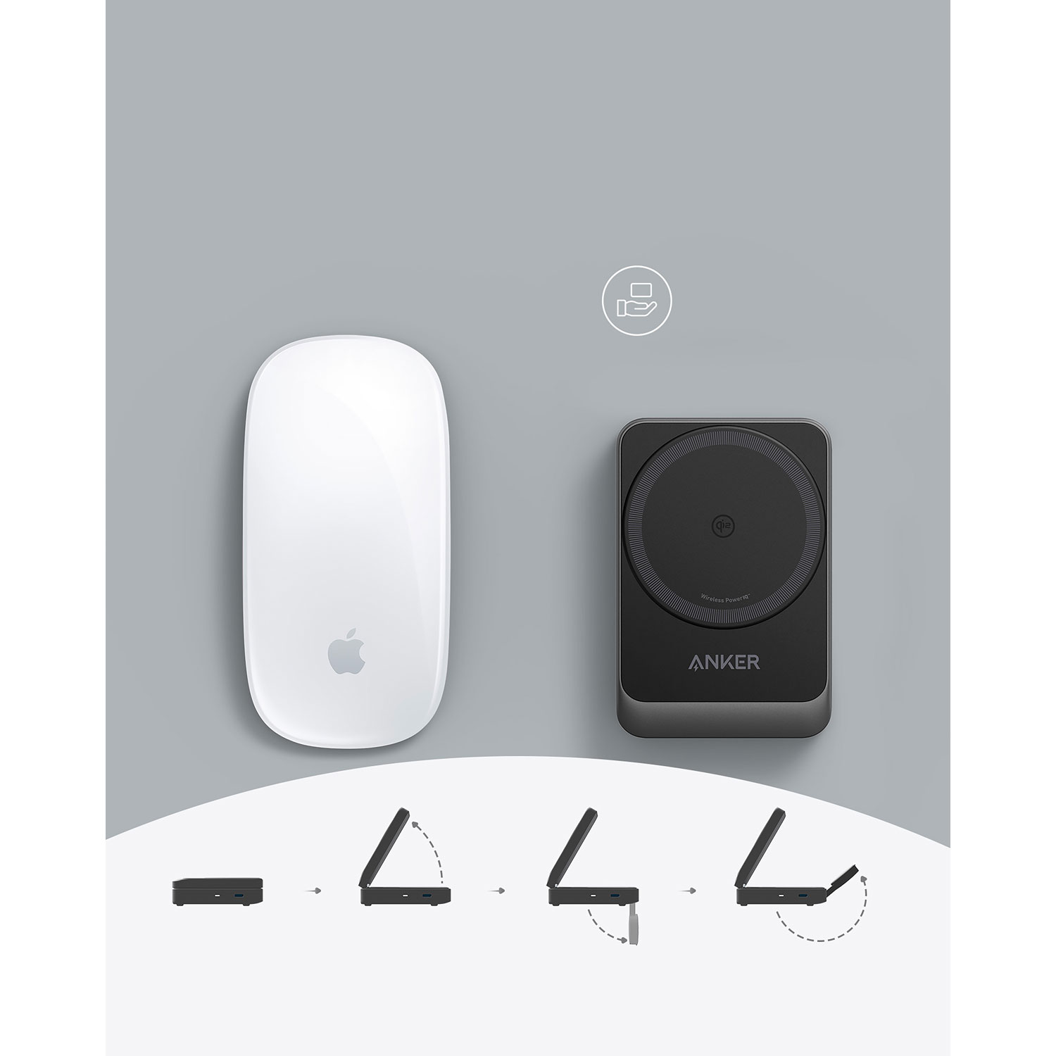 Station de chargement sans fil 3-en-1 de 15 W MagGo Qi2 d'Anker avec MagSafe - Noir