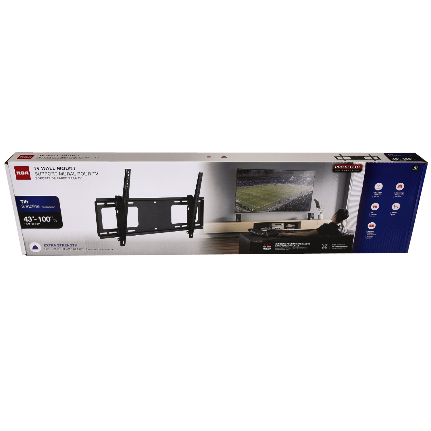Support mural inclinable de RCA pour téléviseur de 43 à 100 po - Noir