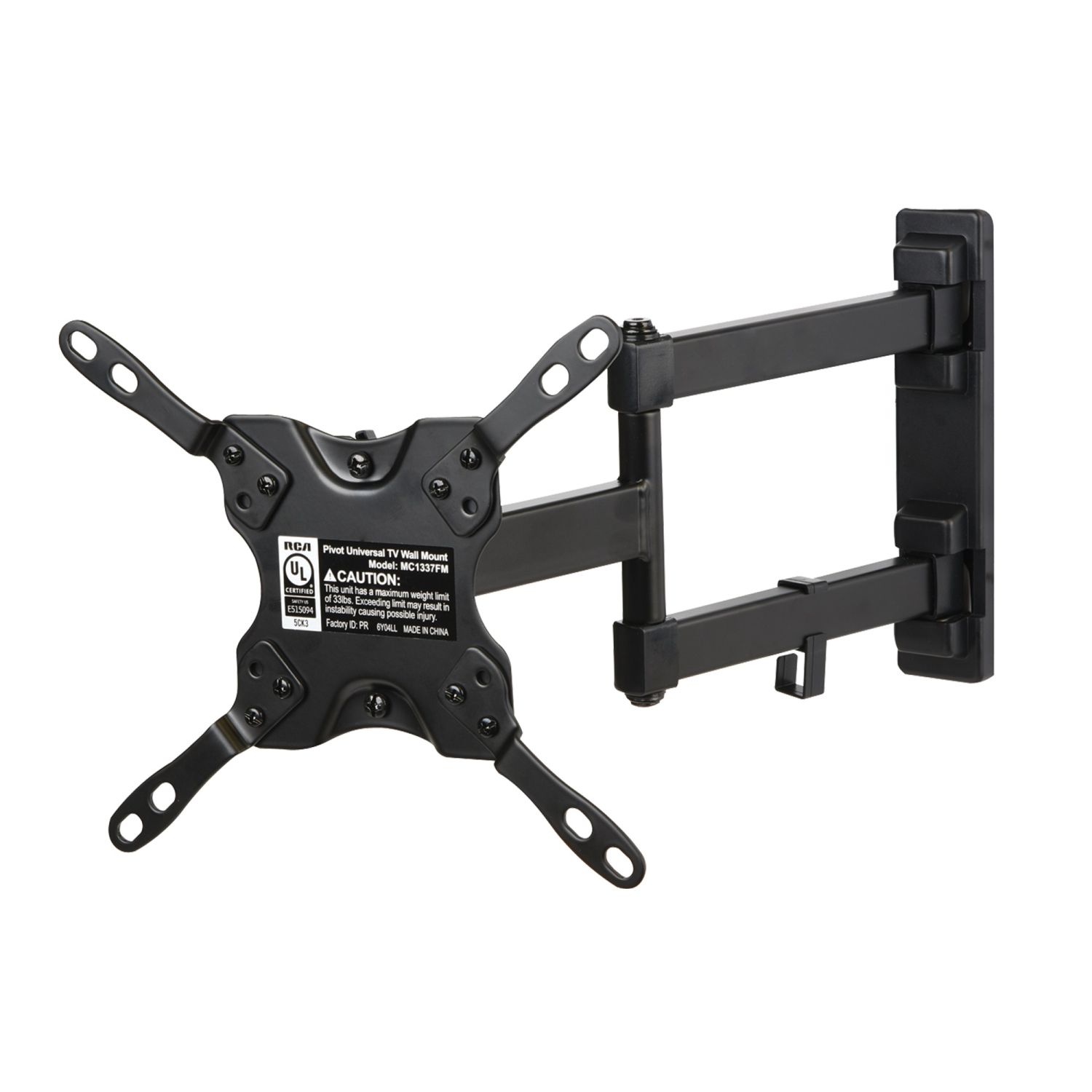 RCA Full Motion TV Wall Mount 13-in/37-in - Black