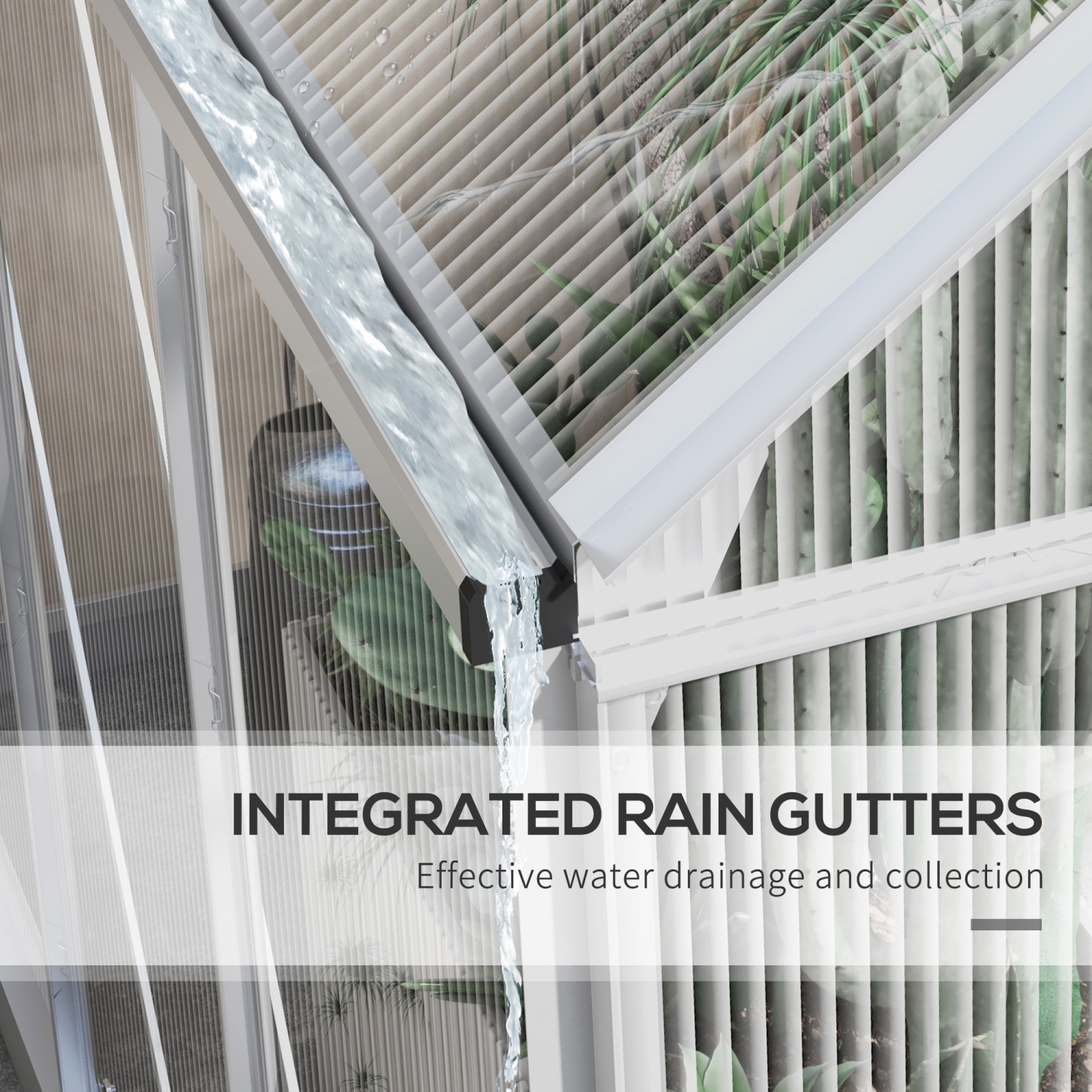 Serre en polycarbonate Outsunny de 6 x 6 pi, serre avec porte coulissante, évent réglable, cadre en aluminium et trousse de fondation, maison de