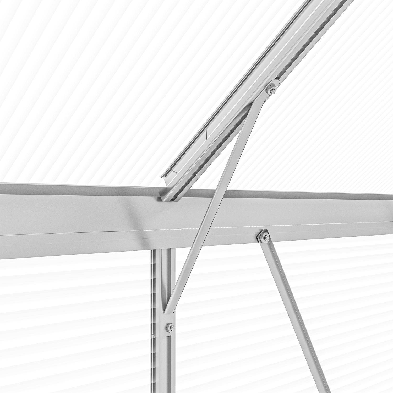 Serre en polycarbonate Outsunny de 6 x 6 pi, serre avec porte coulissante, évent réglable, cadre en aluminium et trousse de fondation, maison de