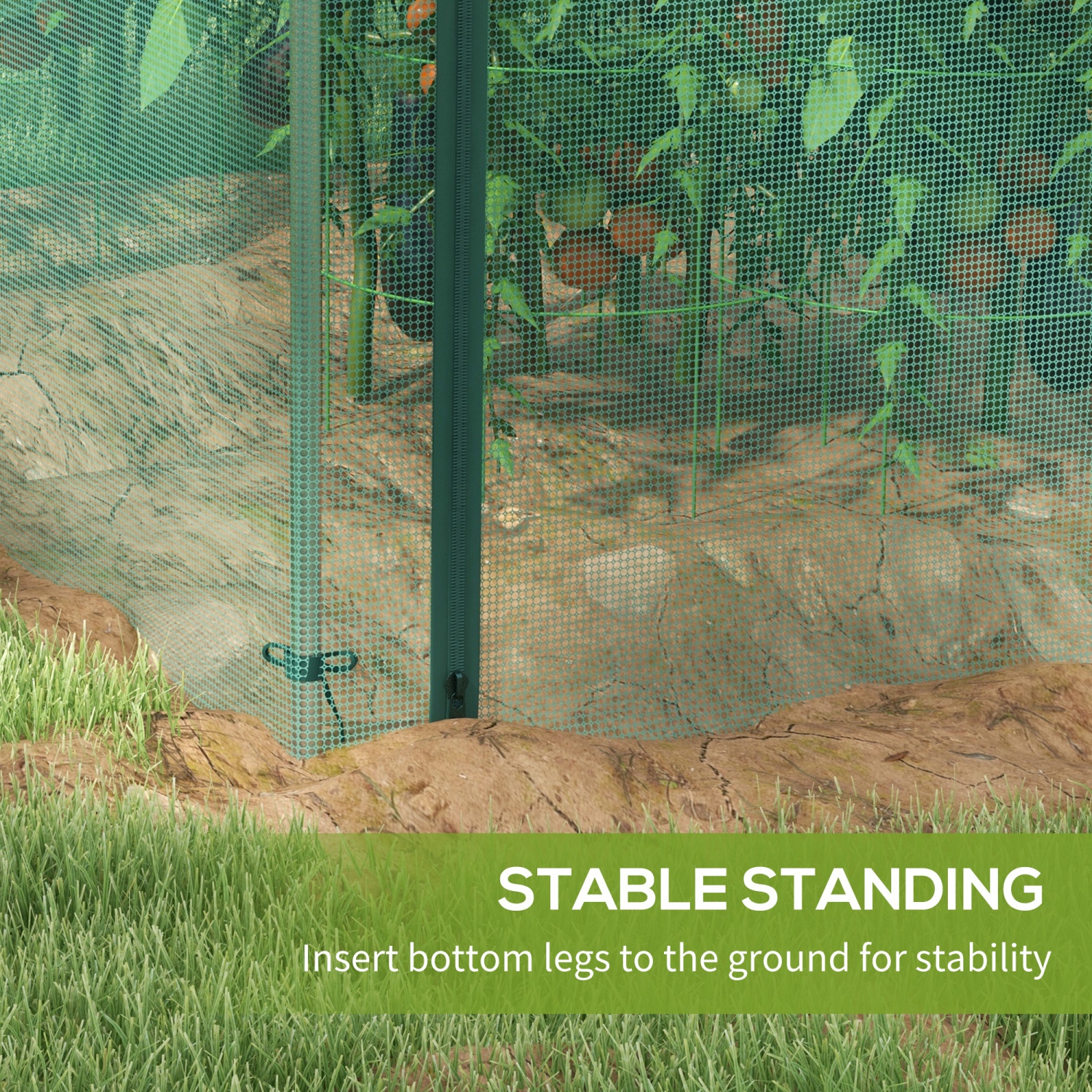 Outsunny 8' x 4' Crop Cage, Plant Protection Tent with Zippered Door and Galvanized Steel Frame, Fruit Cage Netting Cover for Garden, Yard, Lawn,