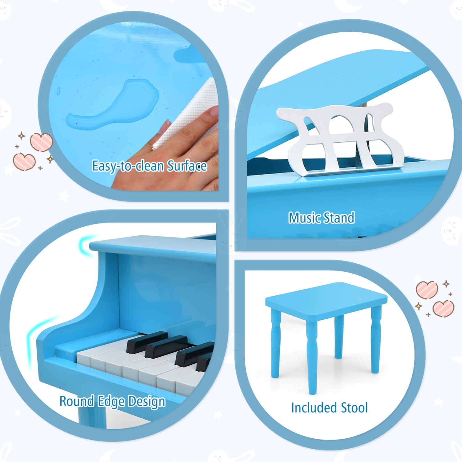 Costway 30-Key Classic Piano Wood w/ Bench & Music Rack