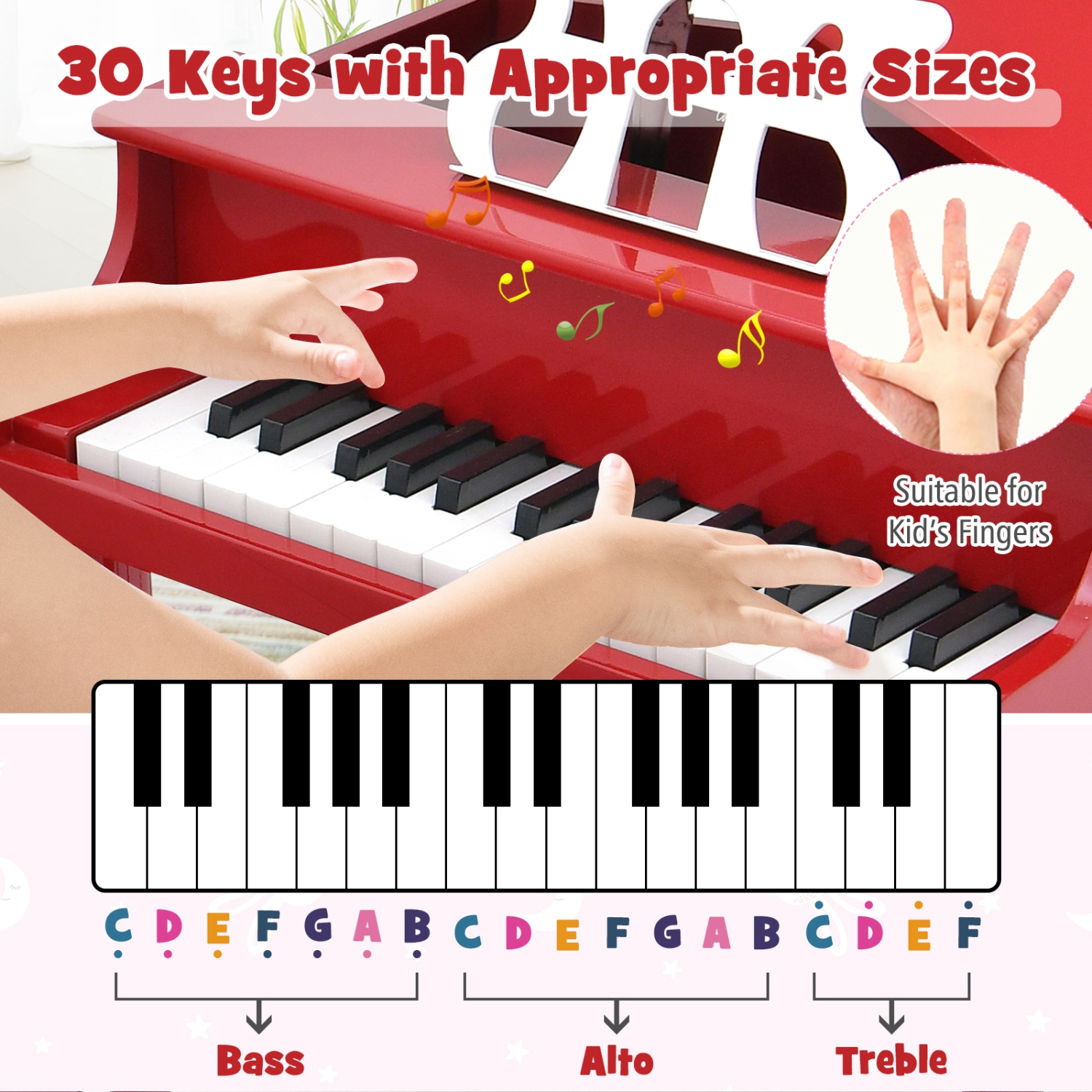 Piano classique à 30 touches de Costway avec banc et support de partitions