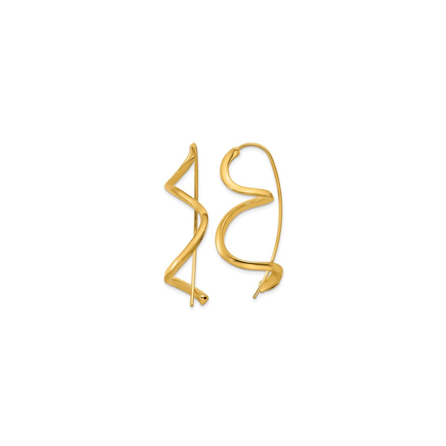 14K Yellow Gold Spiral Threader Dangle Earrings