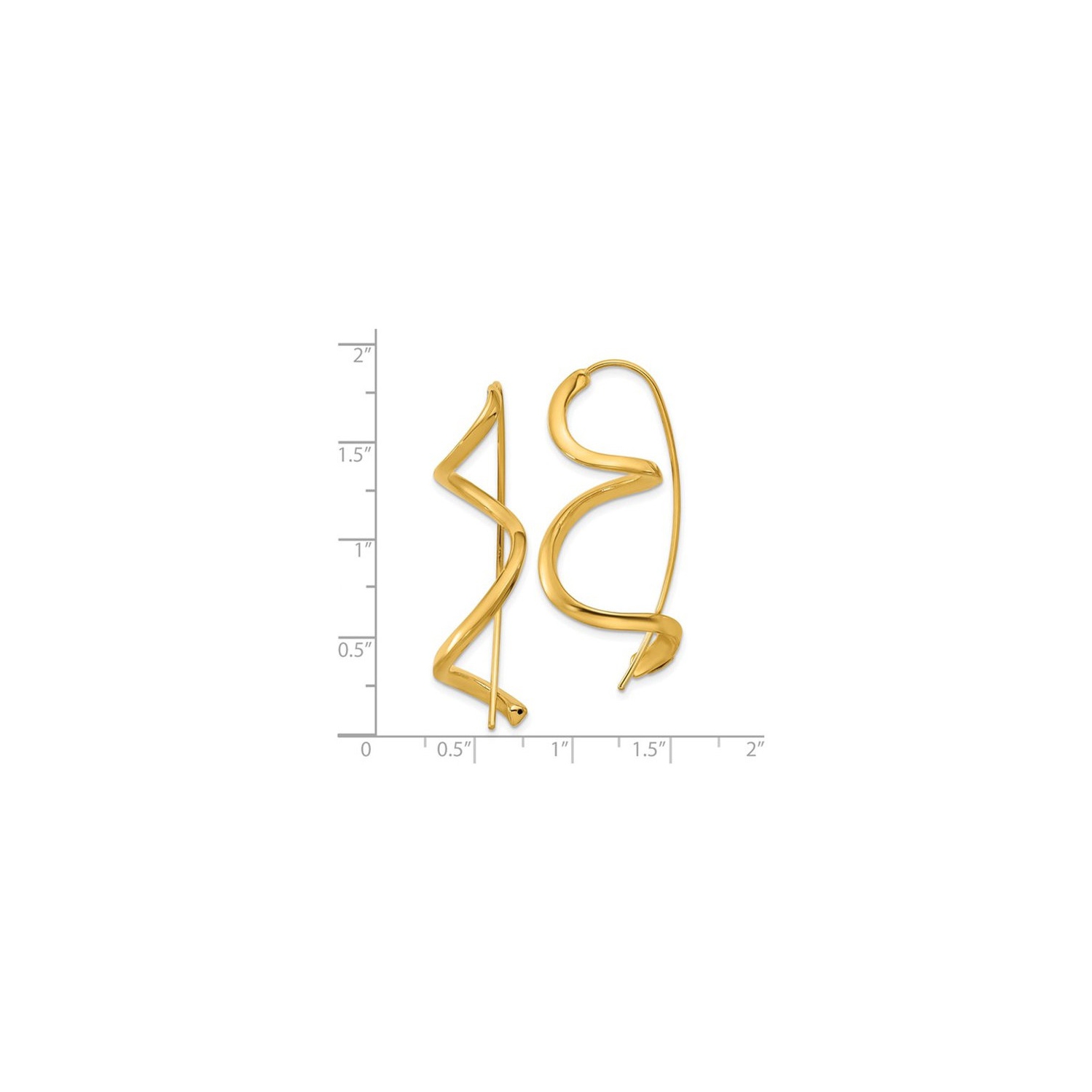 14K Yellow Gold Spiral Threader Dangle Earrings
