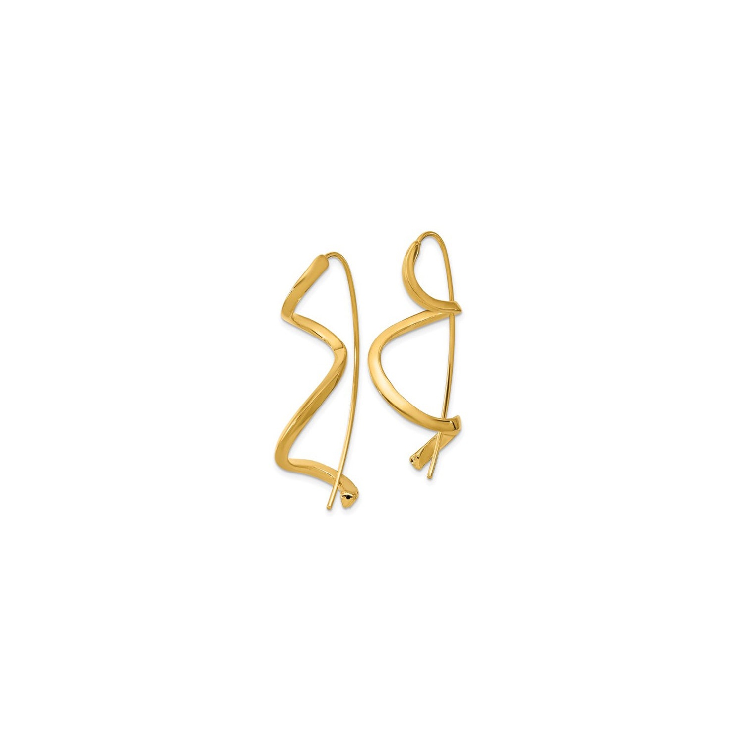 14K Yellow Gold Spiral Threader Dangle Earrings