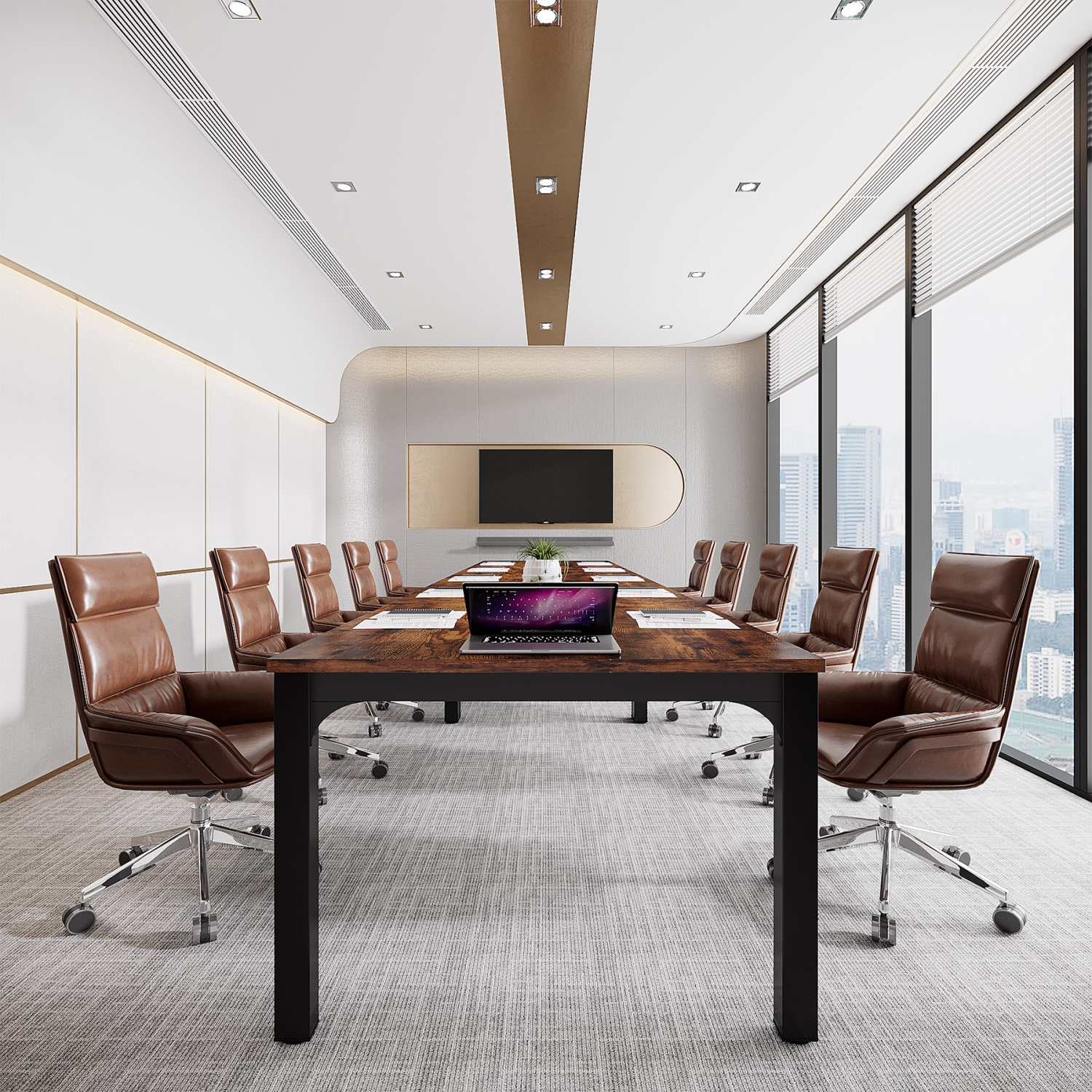 Tribesigns 78.74" Extra Long Computer Desk 2 Person Desk, Double Long Desk Rustic Brown