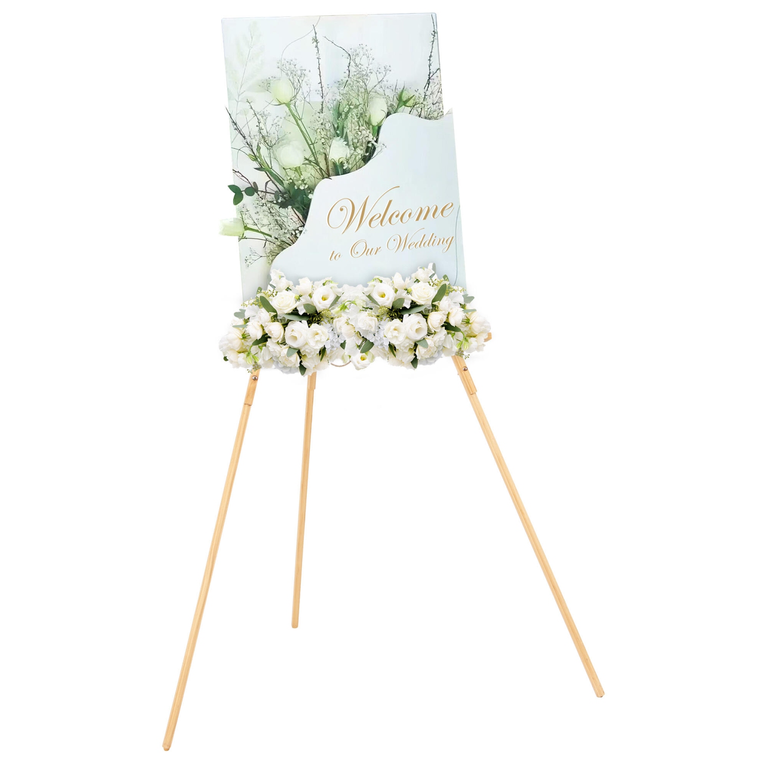 63" Foldable Lightweight Display Easel for Students and Artists, Wooden Tripod Versatile Easel Stand for Wedding Sign and Poster