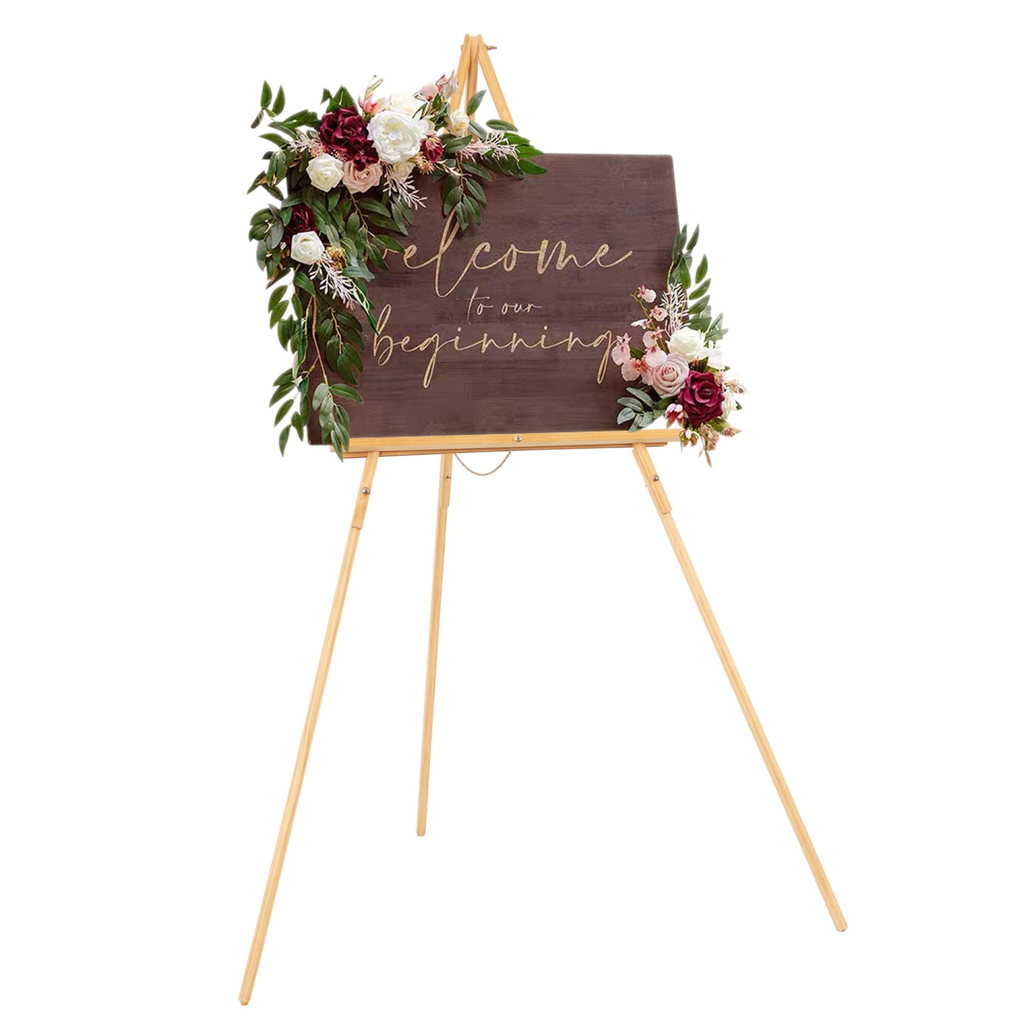Abitcha Art Easel Wooden Stand - 63" Tripod Display Artist Wood Easel - Adjustable Floor Stand For Wedding Welcome Sign, Painting, Drawing Board, Display Show - Brown
