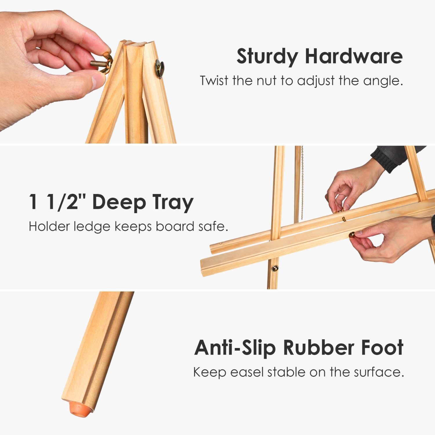 63" Foldable Lightweight Display Easel for Students and Artists, Wooden Tripod Versatile Easel Stand for Wedding Sign and Poster