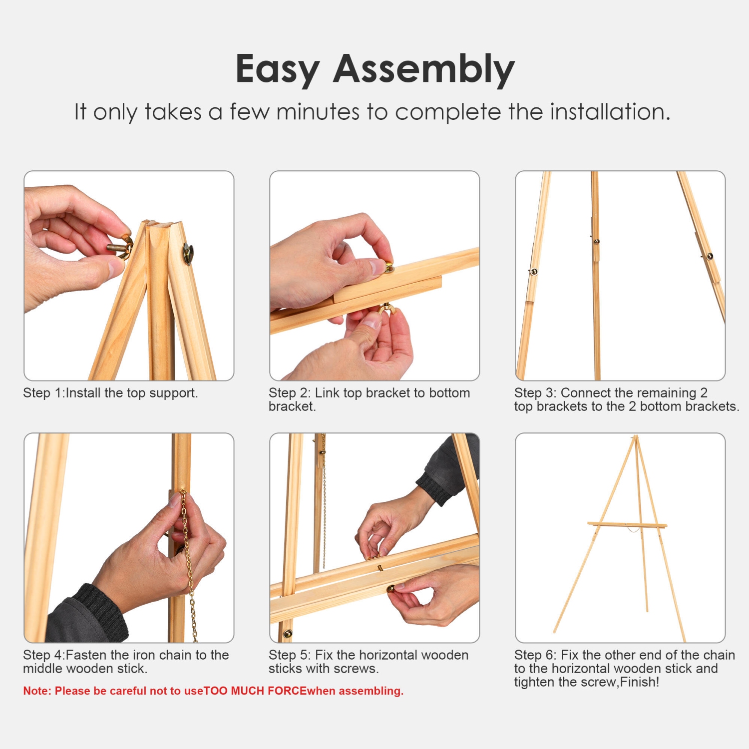 63" Foldable Lightweight Display Easel for Students and Artists, Wooden Tripod Versatile Easel Stand for Wedding Sign and Poster