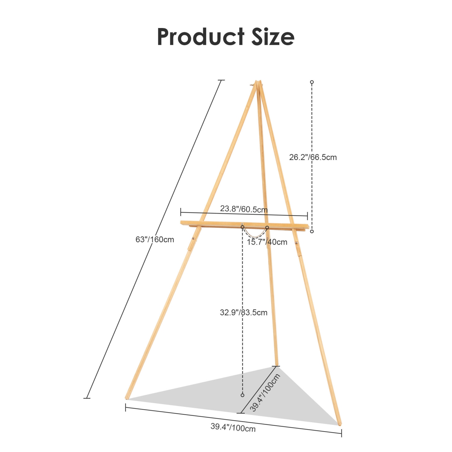 63" Foldable Lightweight Display Easel for Students and Artists, Wooden Tripod Versatile Easel Stand for Wedding Sign and Poster
