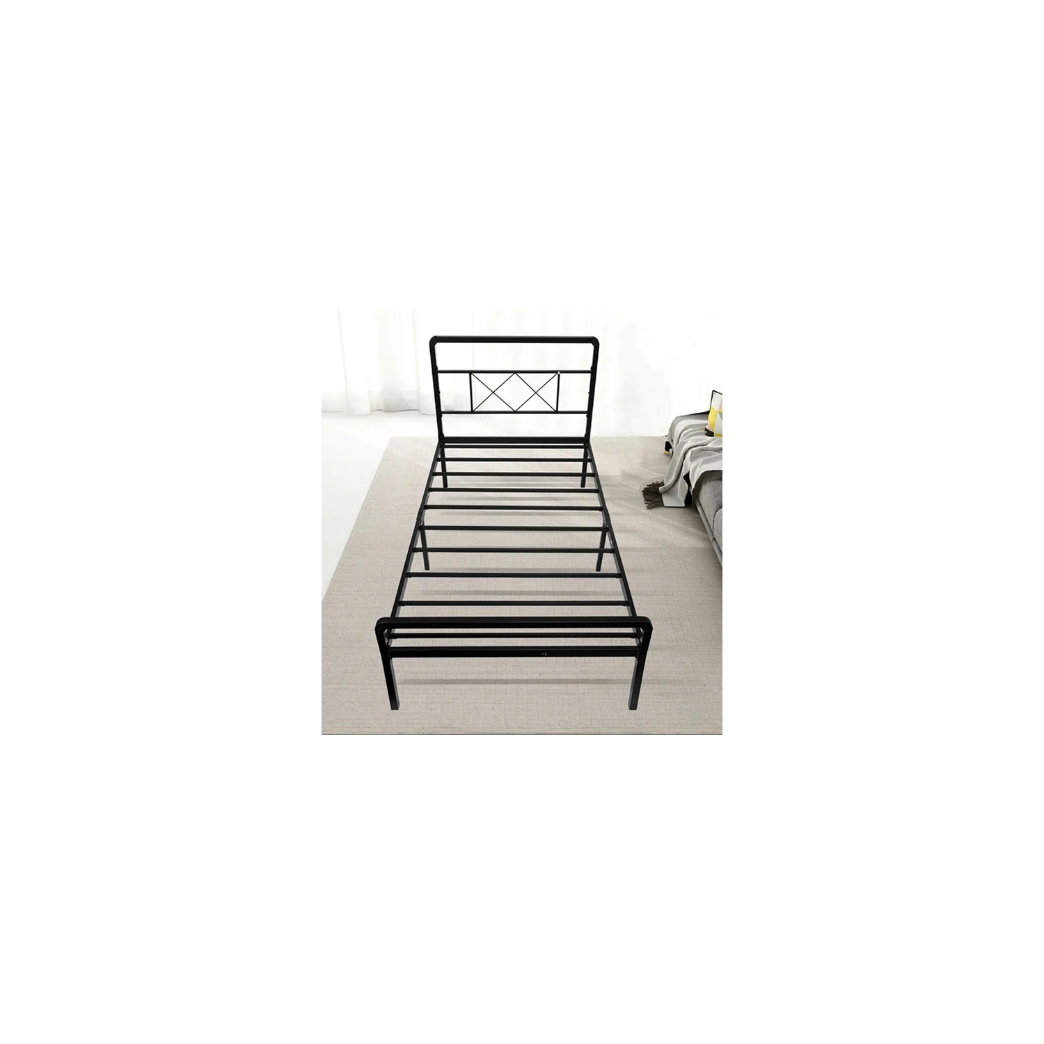 Twin Size Bed Frame with Headboard and Footboard, Heavy-Duty Metal Platform Bed Frame