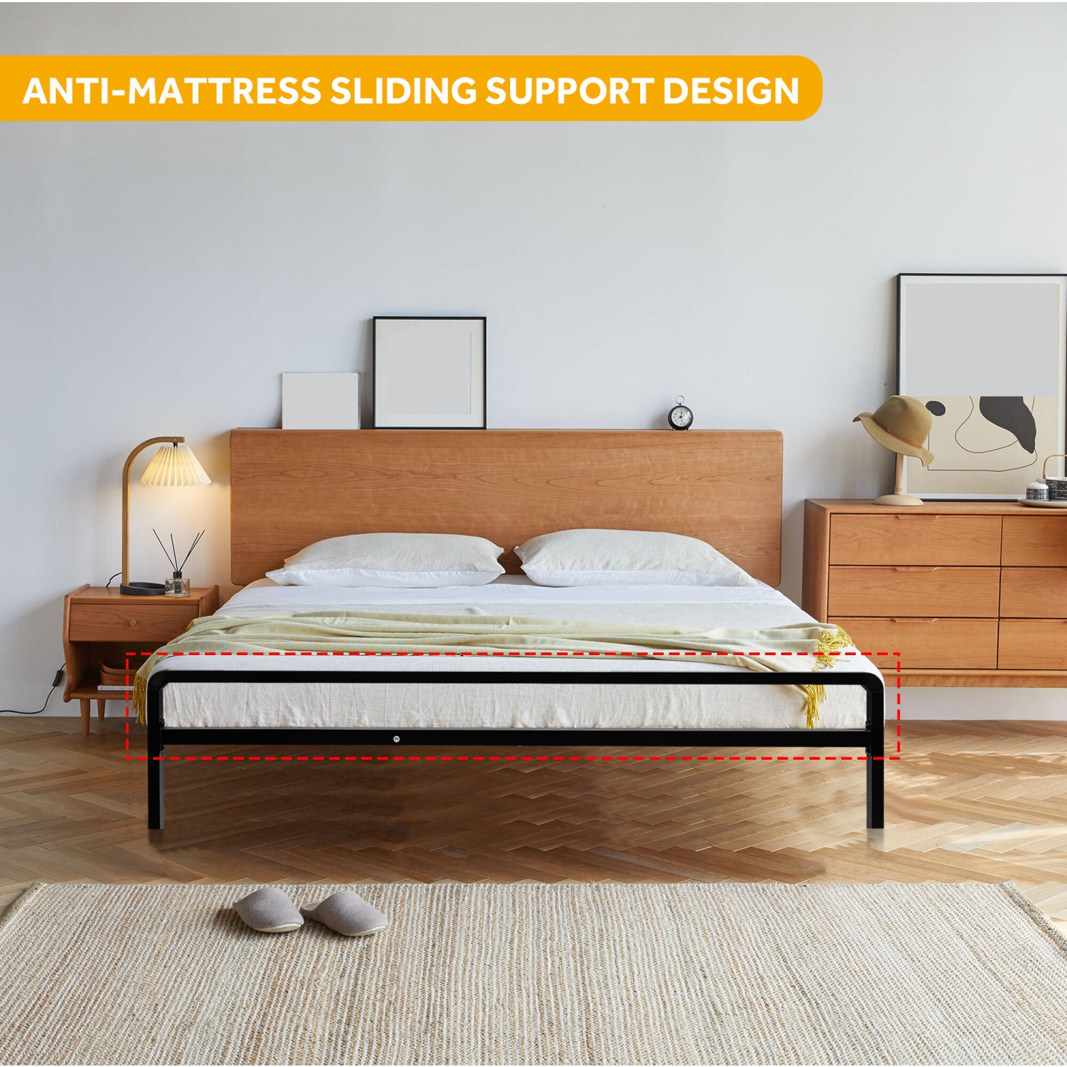 Twin Size Bed Frame with Headboard and Footboard, Heavy-Duty Metal Platform Bed Frame