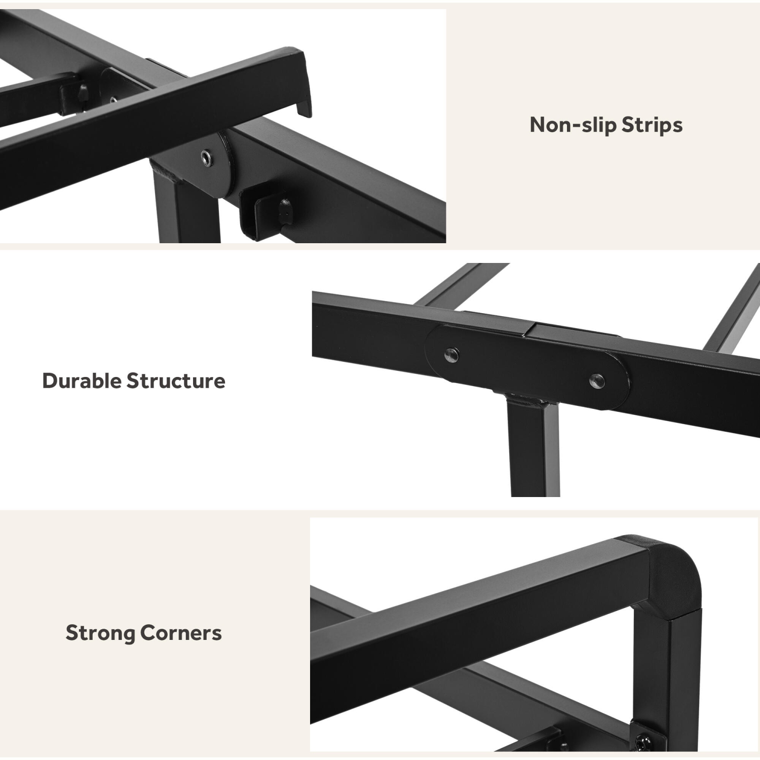 Twin Size Bed Frame with Headboard and Footboard, Heavy-Duty Metal Platform Bed Frame
