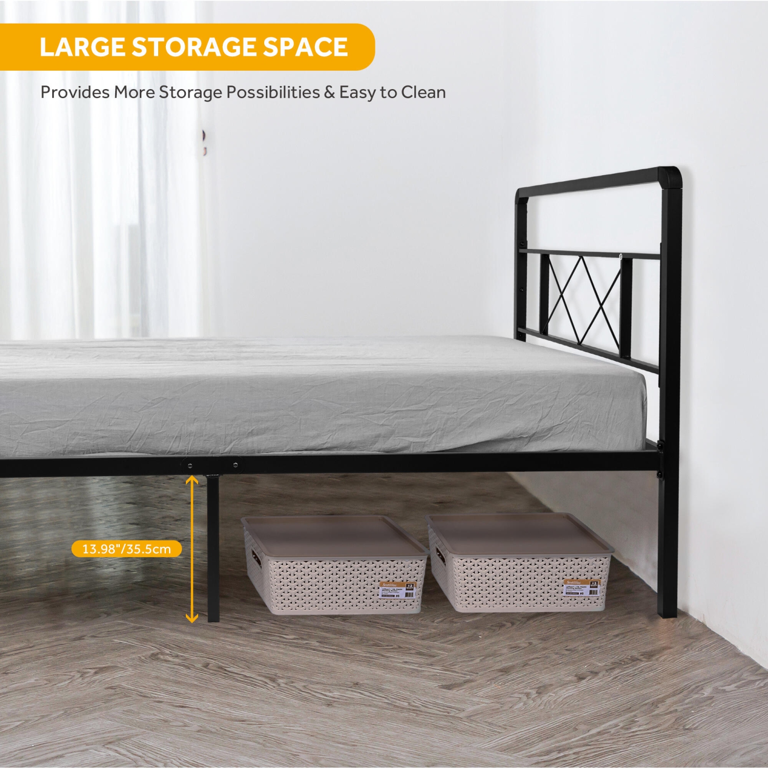 Twin Size Bed Frame with Headboard and Footboard, Heavy-Duty Metal Platform Bed Frame