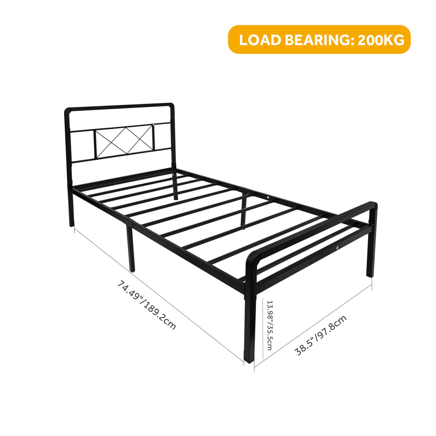Twin Size Bed Frame with Headboard and Footboard, Heavy-Duty Metal Platform Bed Frame